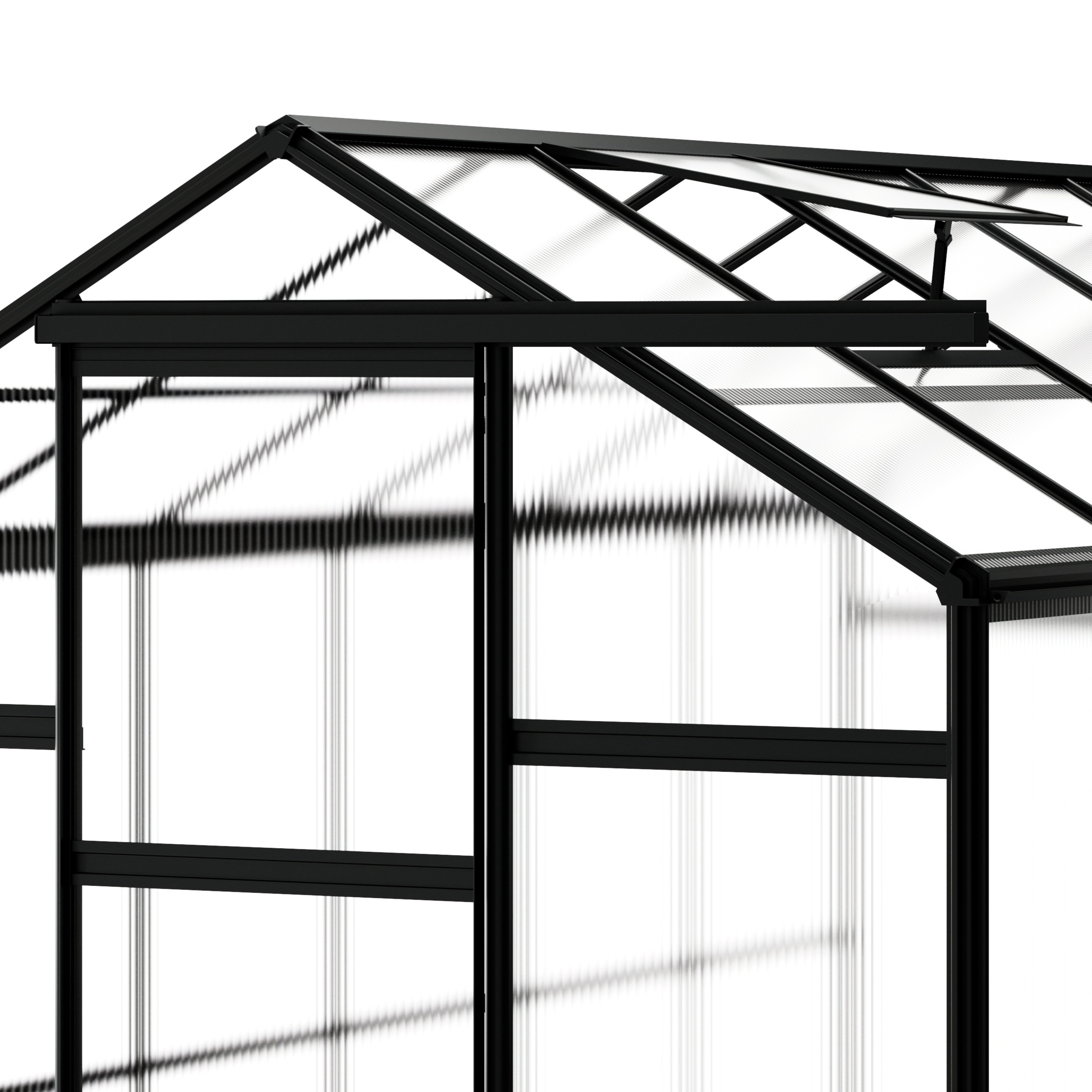 Szklarnia ogrodowa aluminiowa poliwęglanowa 6,72 m2 sześciosekcyjna z fundamentem 184x365 cm czarna