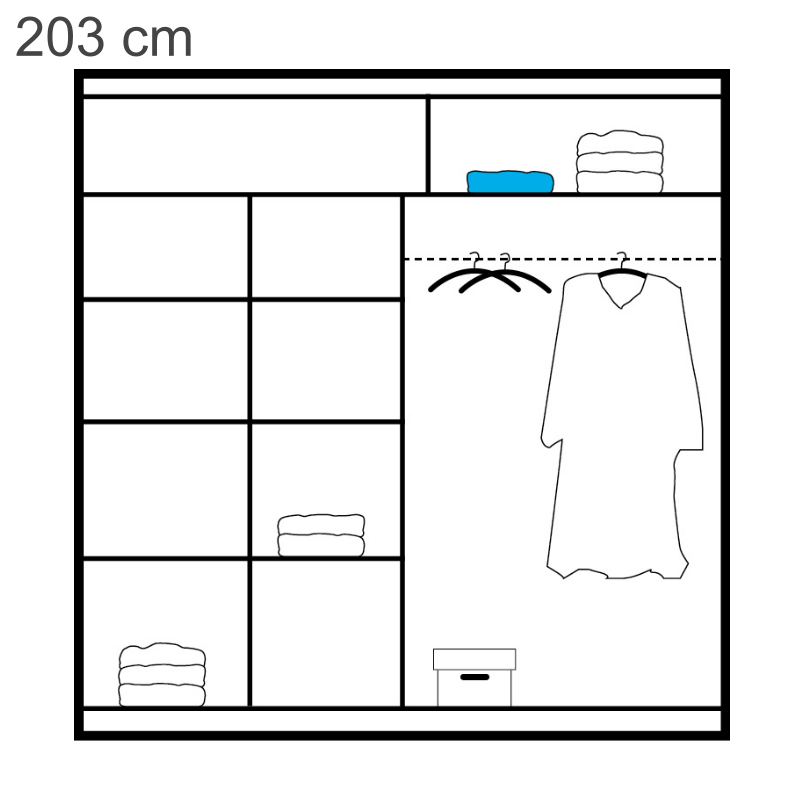 Szafa Peili przesuwna z lustrem 203 cm Czarny 