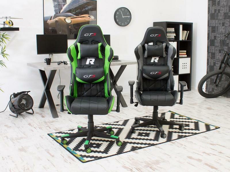 Fotel gamingowy Racer GTS czarno - zielony pikowany