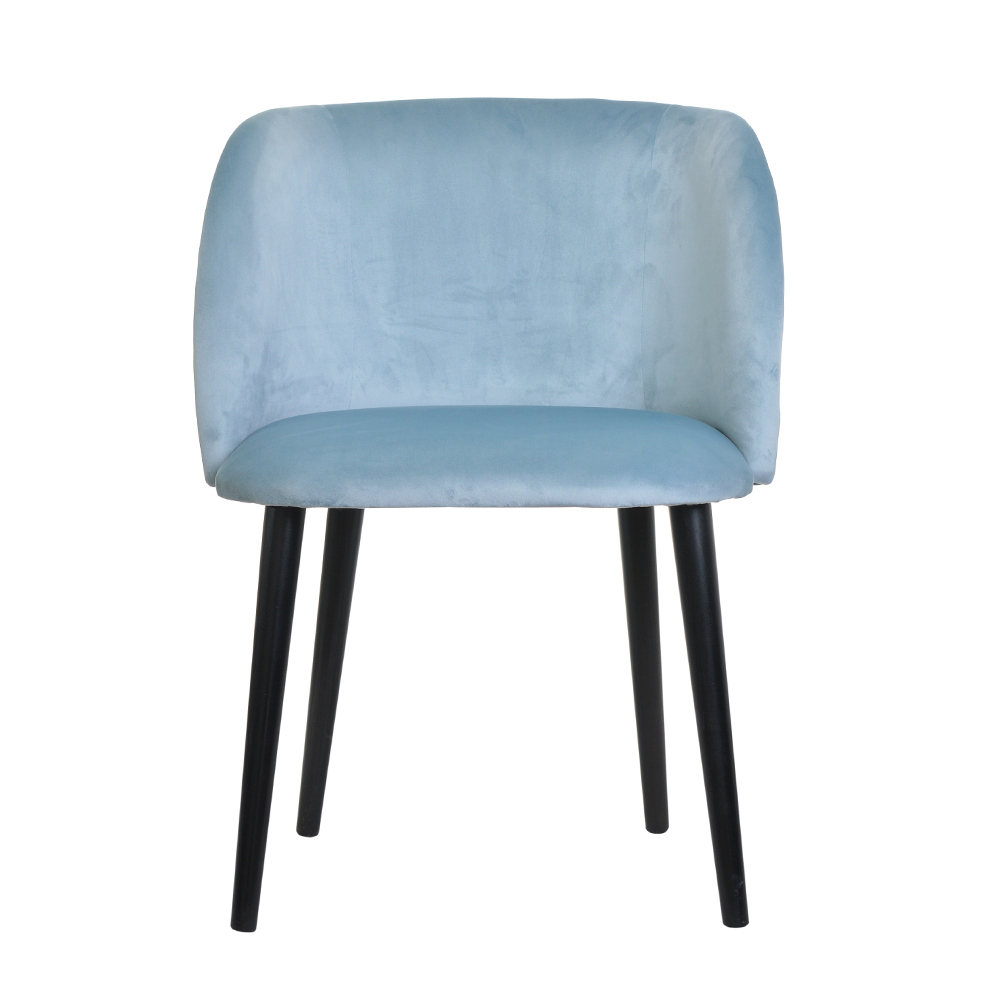 OUTLET - Krzesło tapicerowane Racemosa jasnoniebieskie welur hydrofobowy na czarnych nóżkach
