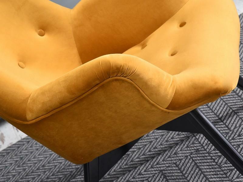 Fotel Flori miodowo - czarny pikowany velvet