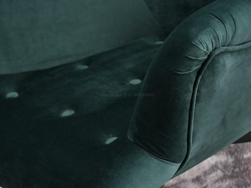 Fotel Flori butelkowa zieleń - czarny pikowany velvet