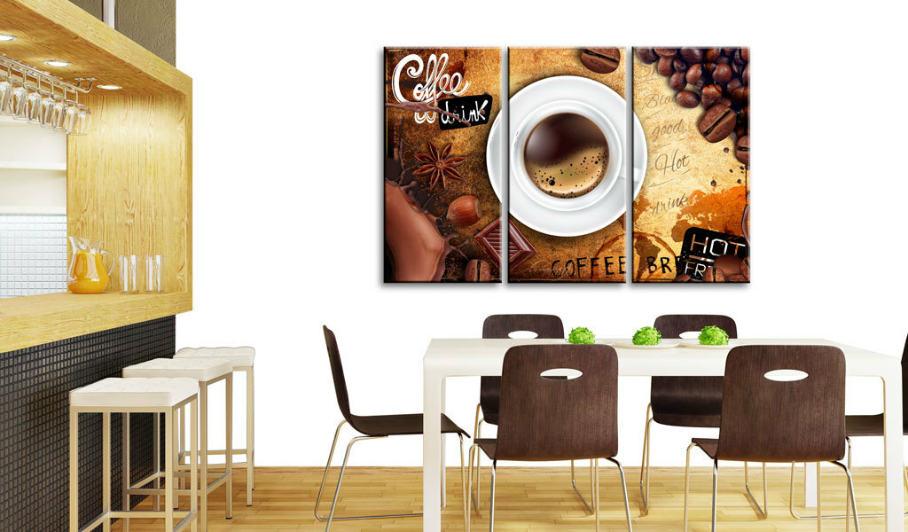 Cup Of Coffee 3 Piece Canvas Print 60x40 cm