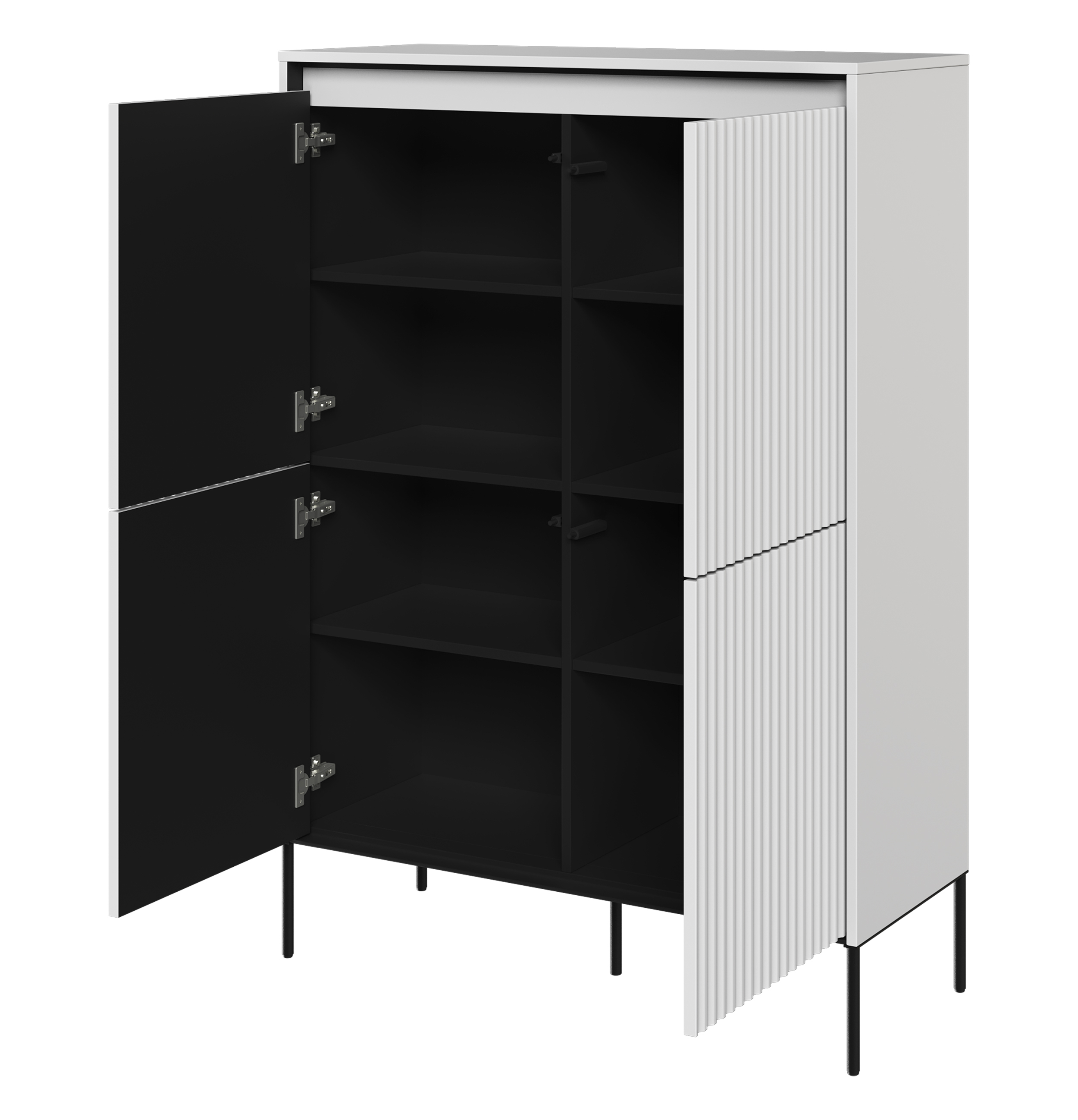 Komoda czterodrzwiowa Trend wysoka 98 cm z LED Biała