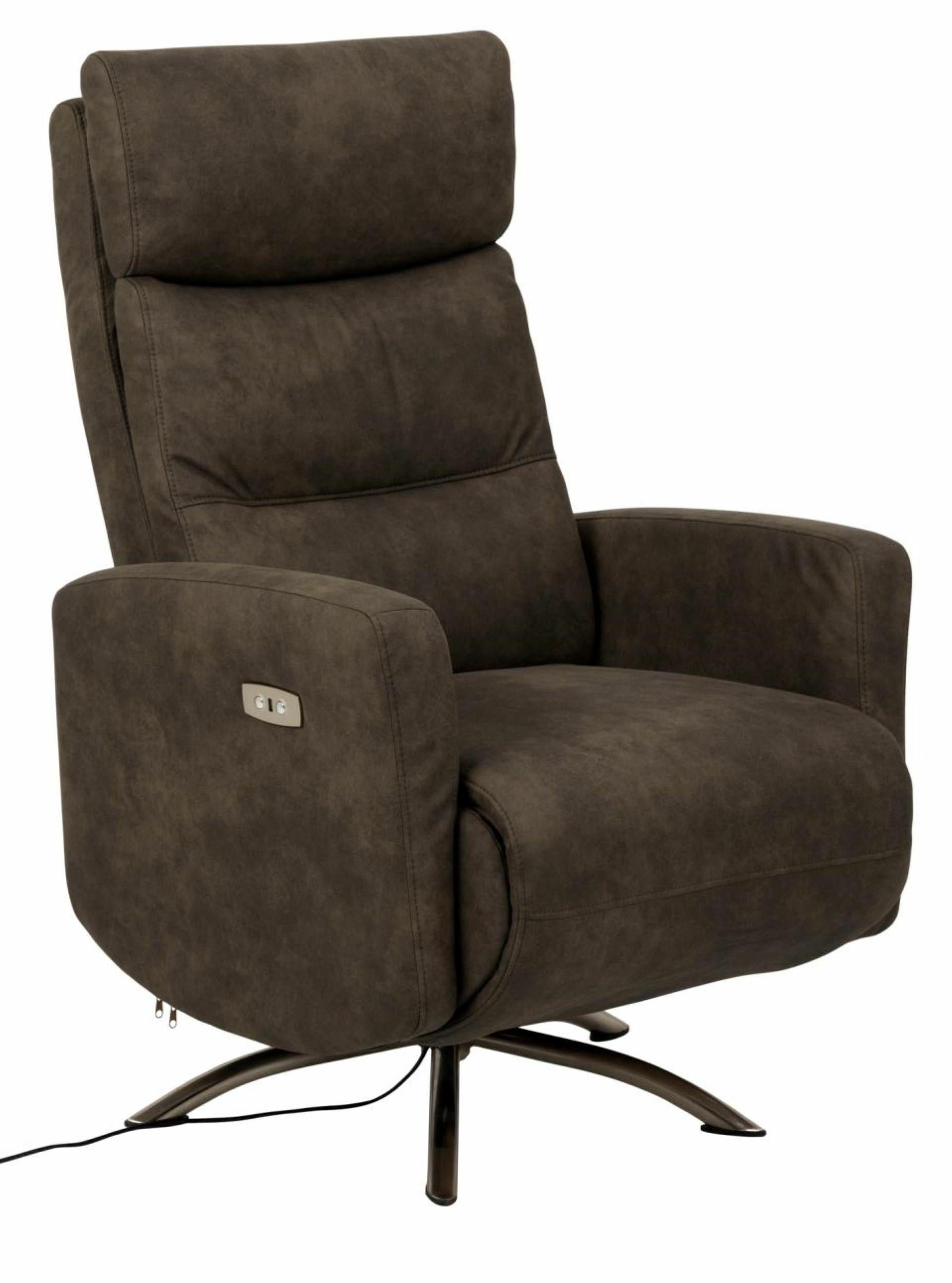 Fotel obrotowy Premizes brązowy z elektrycznym odchyleniem z czarną podstawą