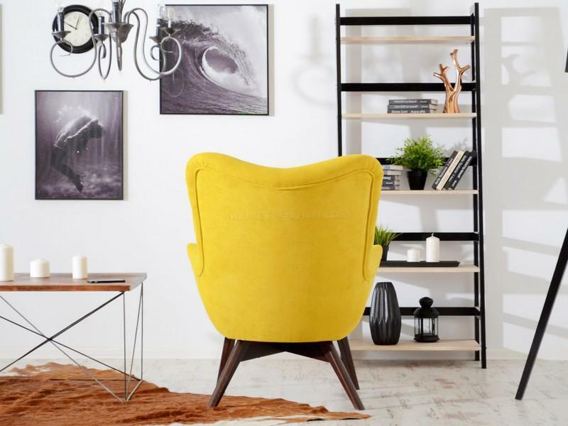 Fotel Flori żółty - orzech pikowany