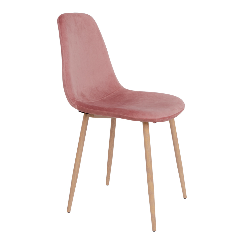 Krzesło tapicerowane Iger różowe na brązowych nogach