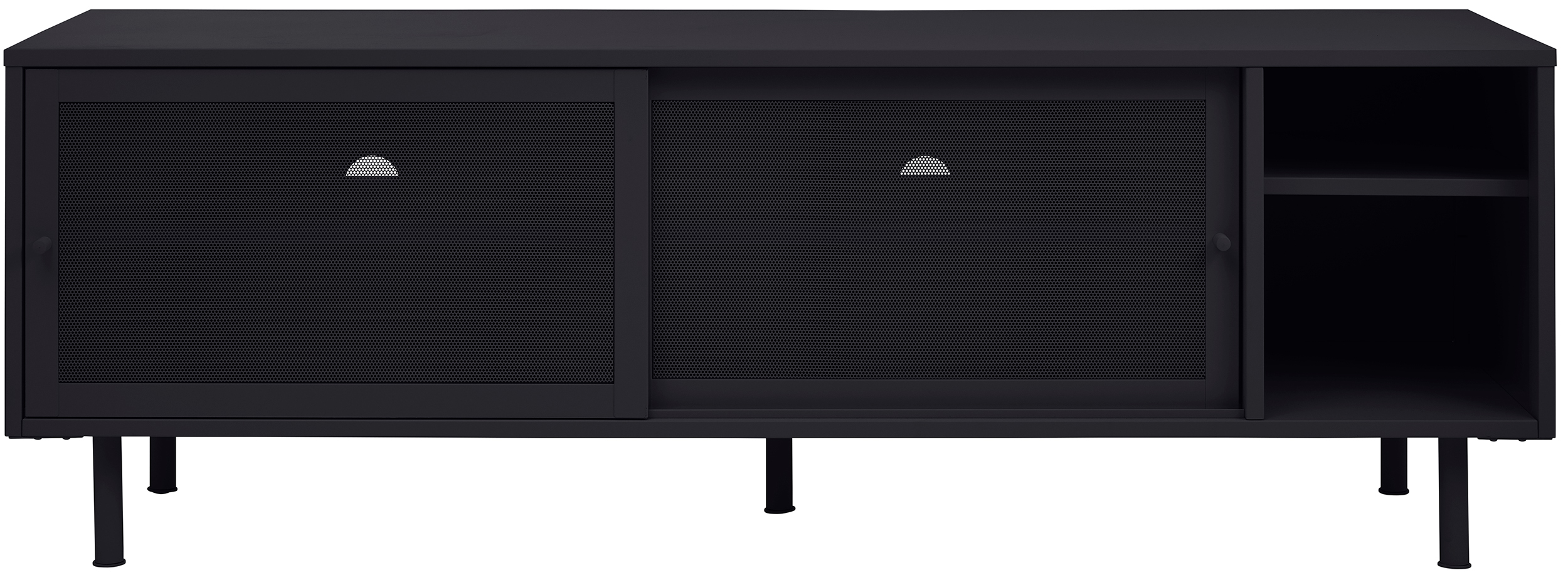 Szafka RTV Sonaves 160 cm metalowa z przesuwnymi drzwiami czarna