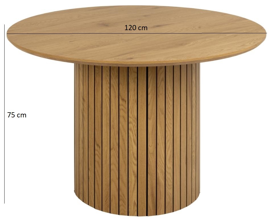 Stół okrągły Foodium dąb z lamelową podstawą 120 cm