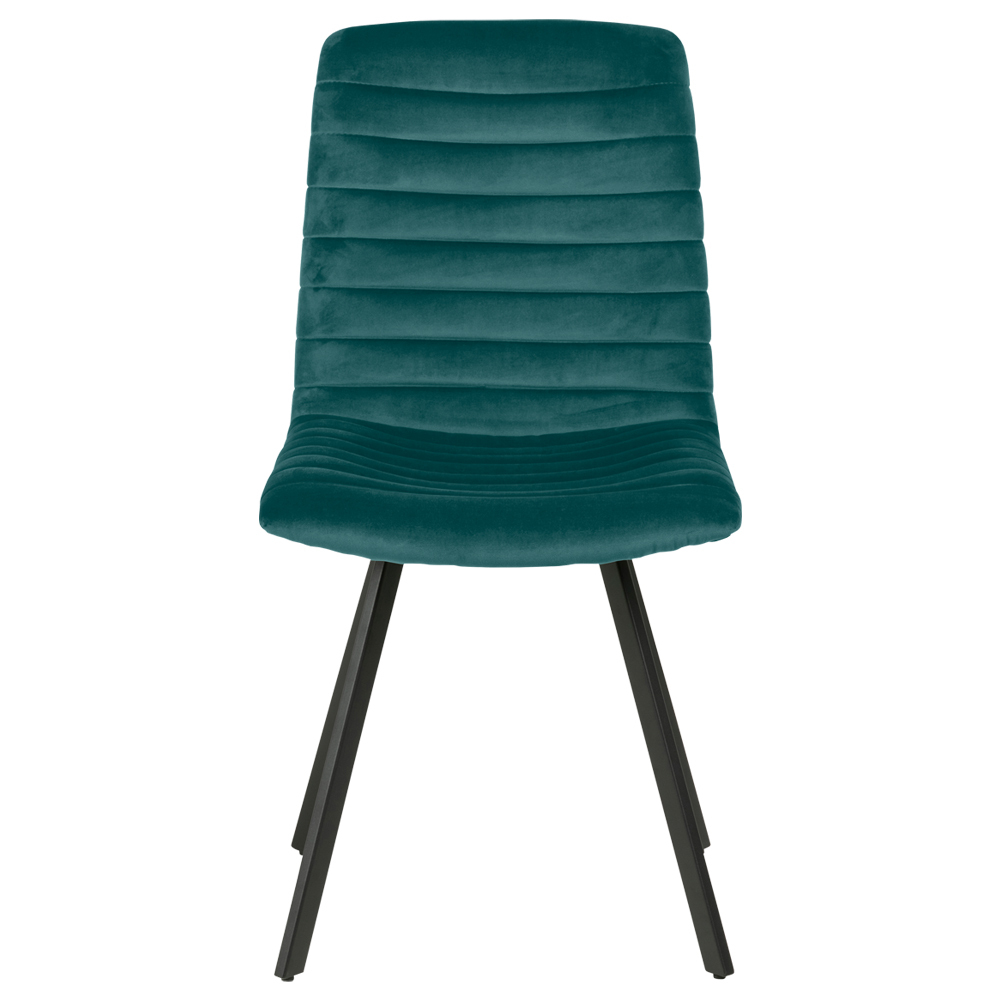 Krzesło tapicerowane Kimmy butelkowa zieleń na metalowych czarnych nogach