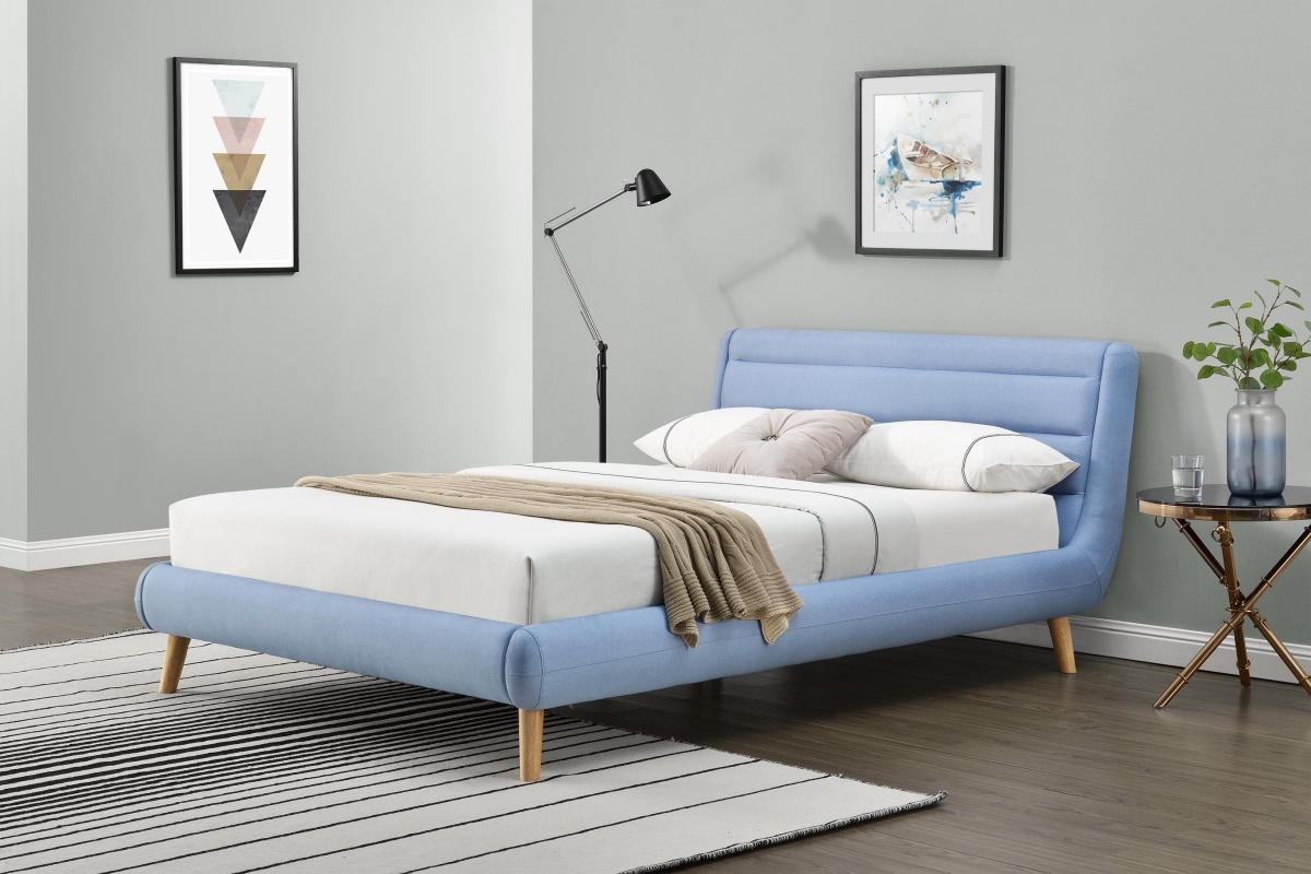 Łóżko tapicerowane Freila 140x200 cm niebieskie
