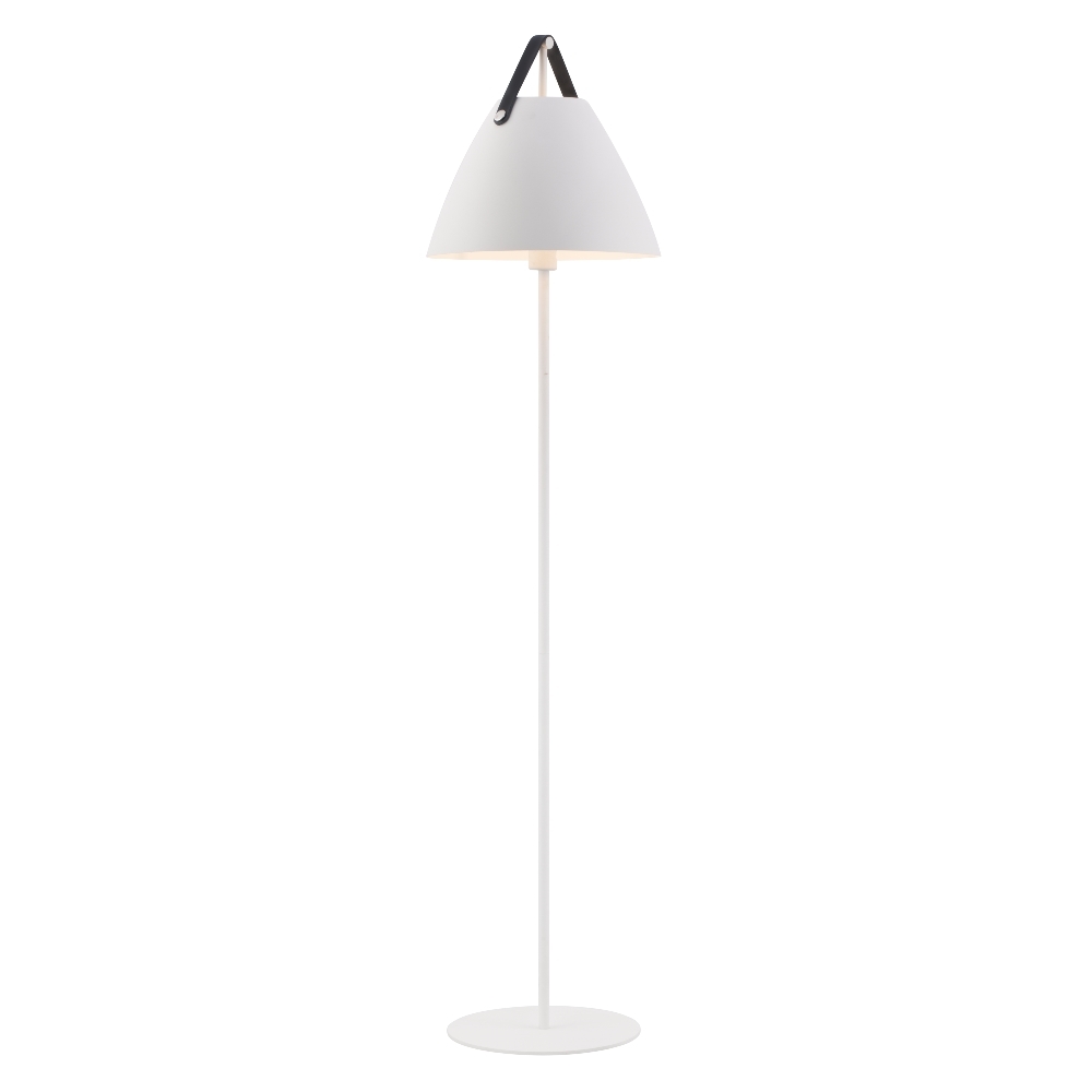 Lampa podłogowa Strap 153,7 cm biała ze skórzanym paskiem