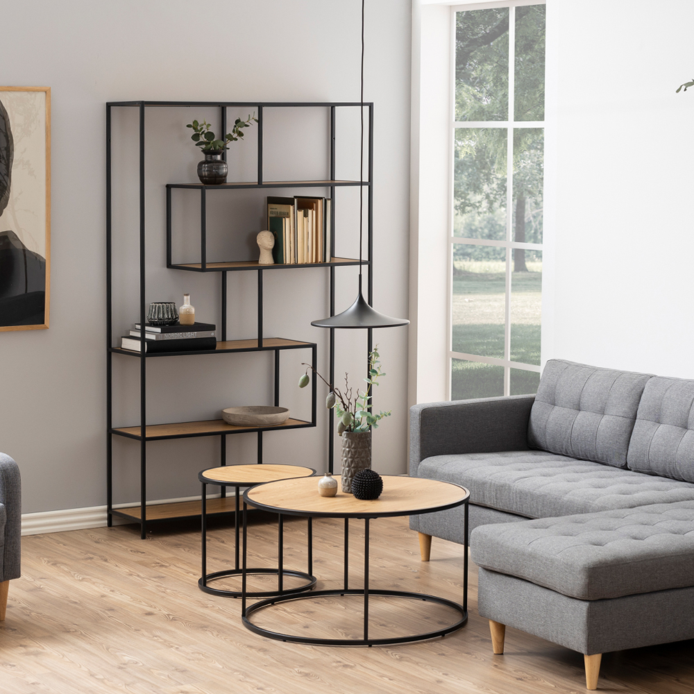 Stolik kawowy Magerta w stylu industrialnym na bazie okręgu średnica 80 cm
