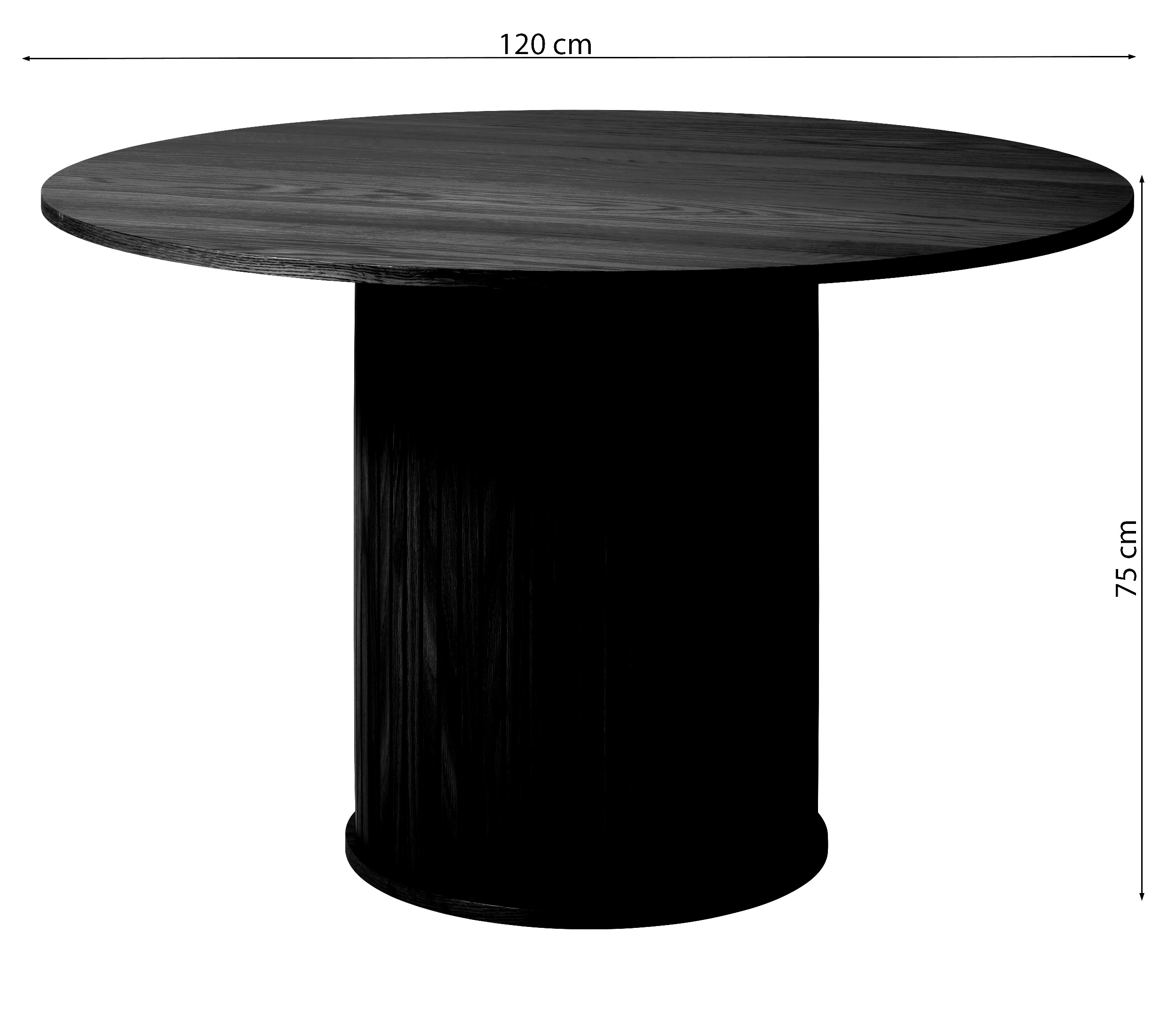 Stół okrągły Gativel 120 cm z okrągłą podstawą lamele dąb palony