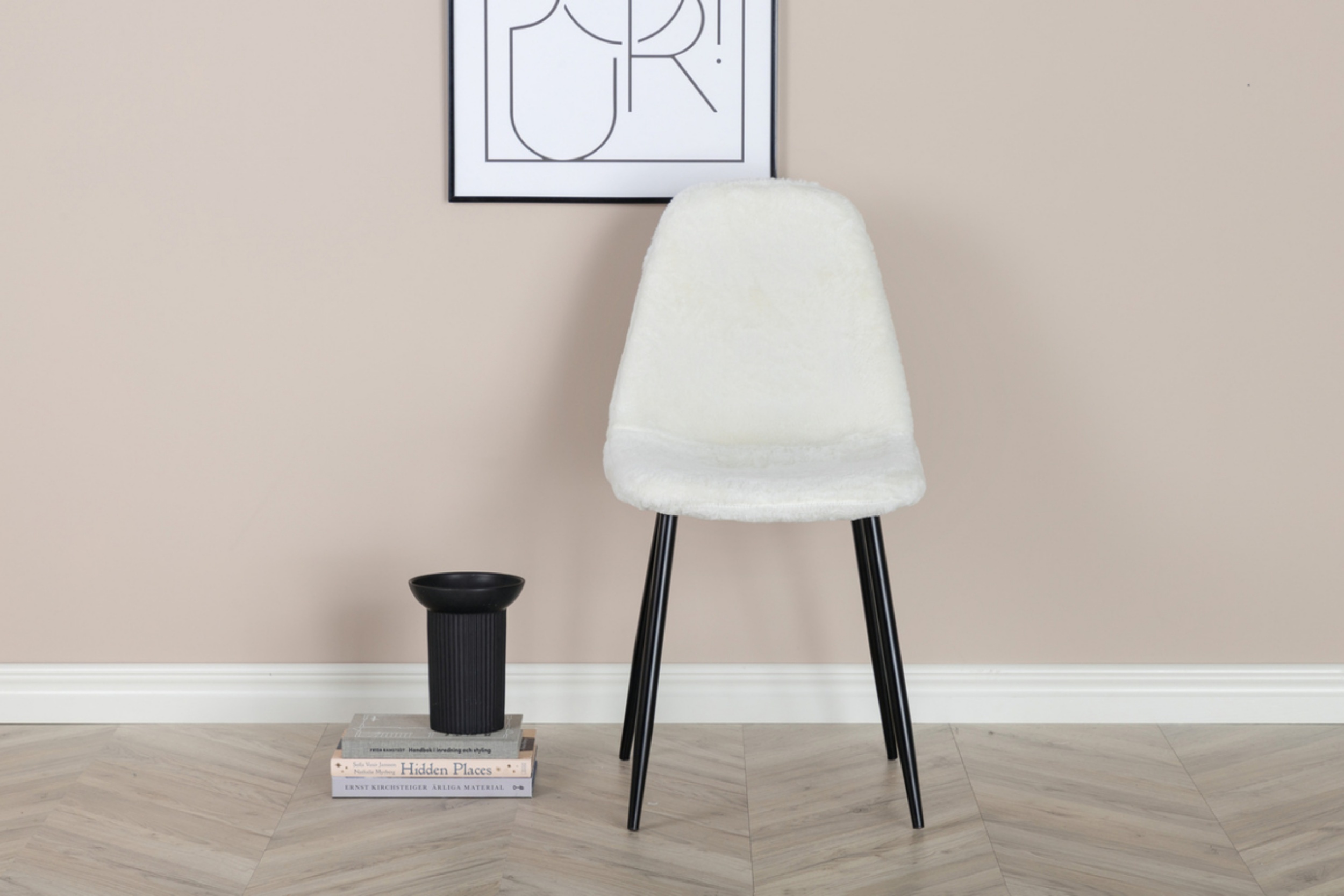 Krzesło tapicerowane Plorility białe/sztuczne futerko