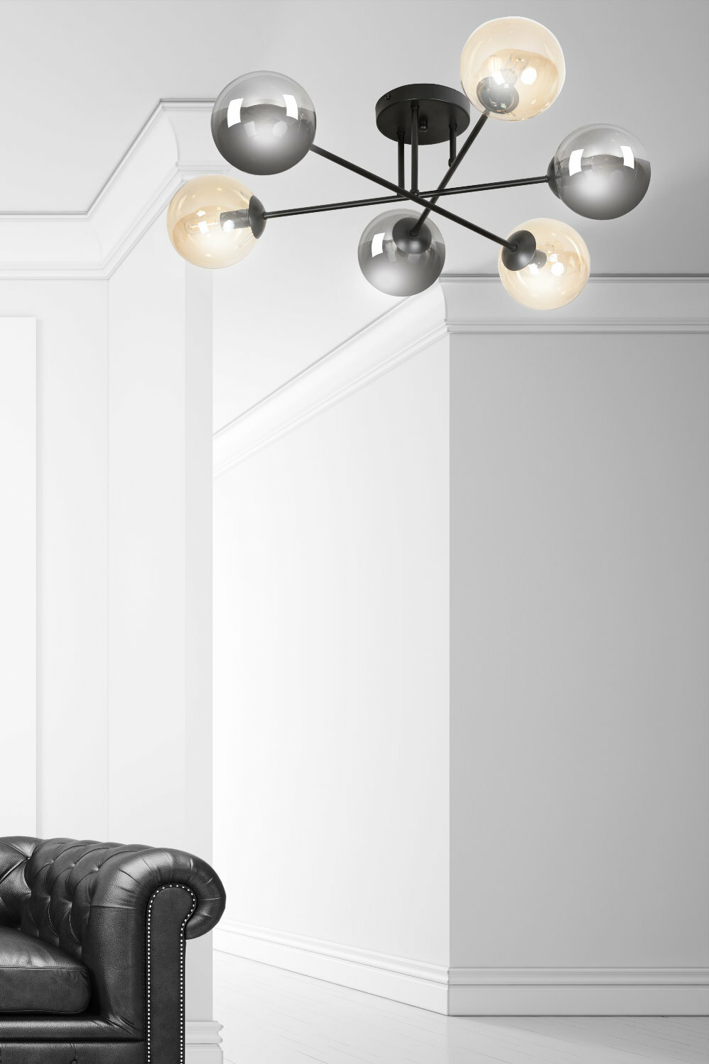 Lampa sufitowa Minturno czarno-miodowa x6