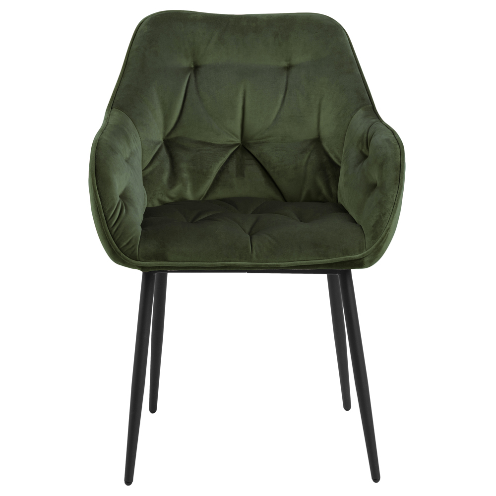 Krzesło tapicerowane Agamos ciemny zielony na metalowych czarnych nogach