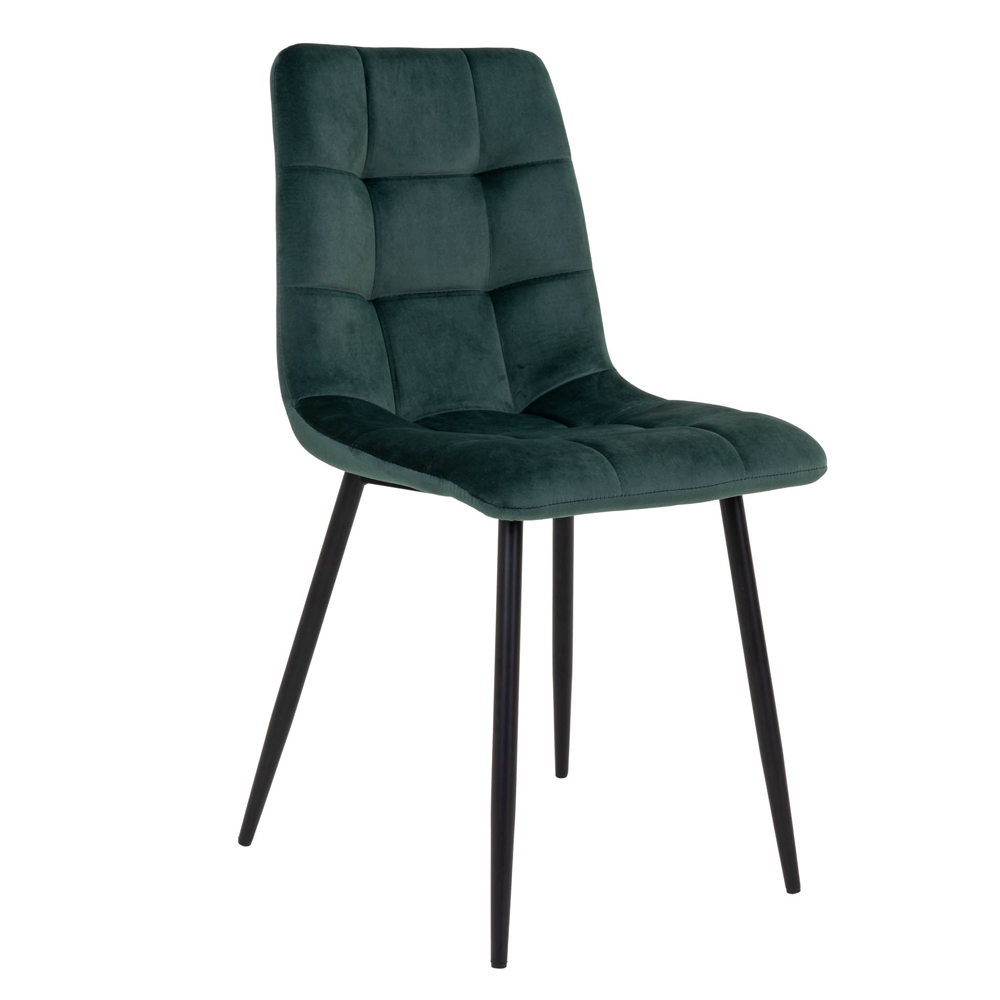 Krzesło tapicerowane Kirme ciemnozielone na czarnych nogach