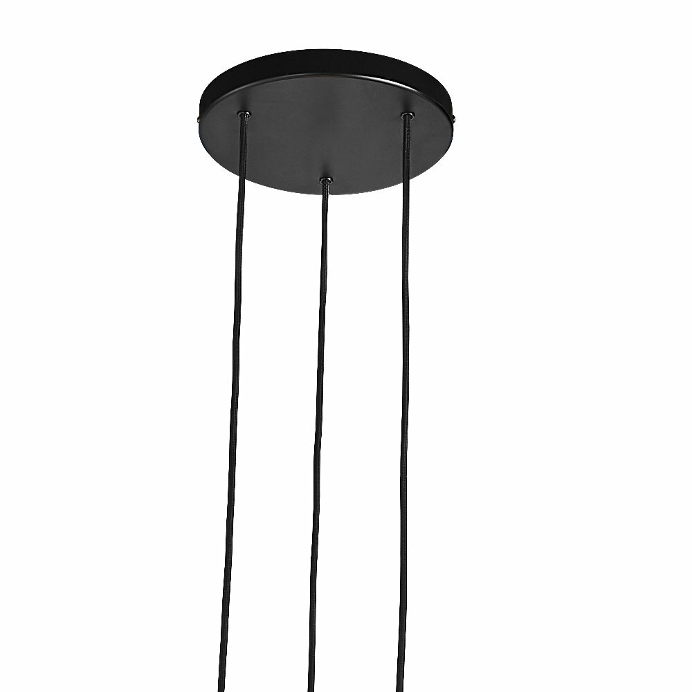 Lampa wisząca Tilo x3 czarna z drewnianym pierścieniem