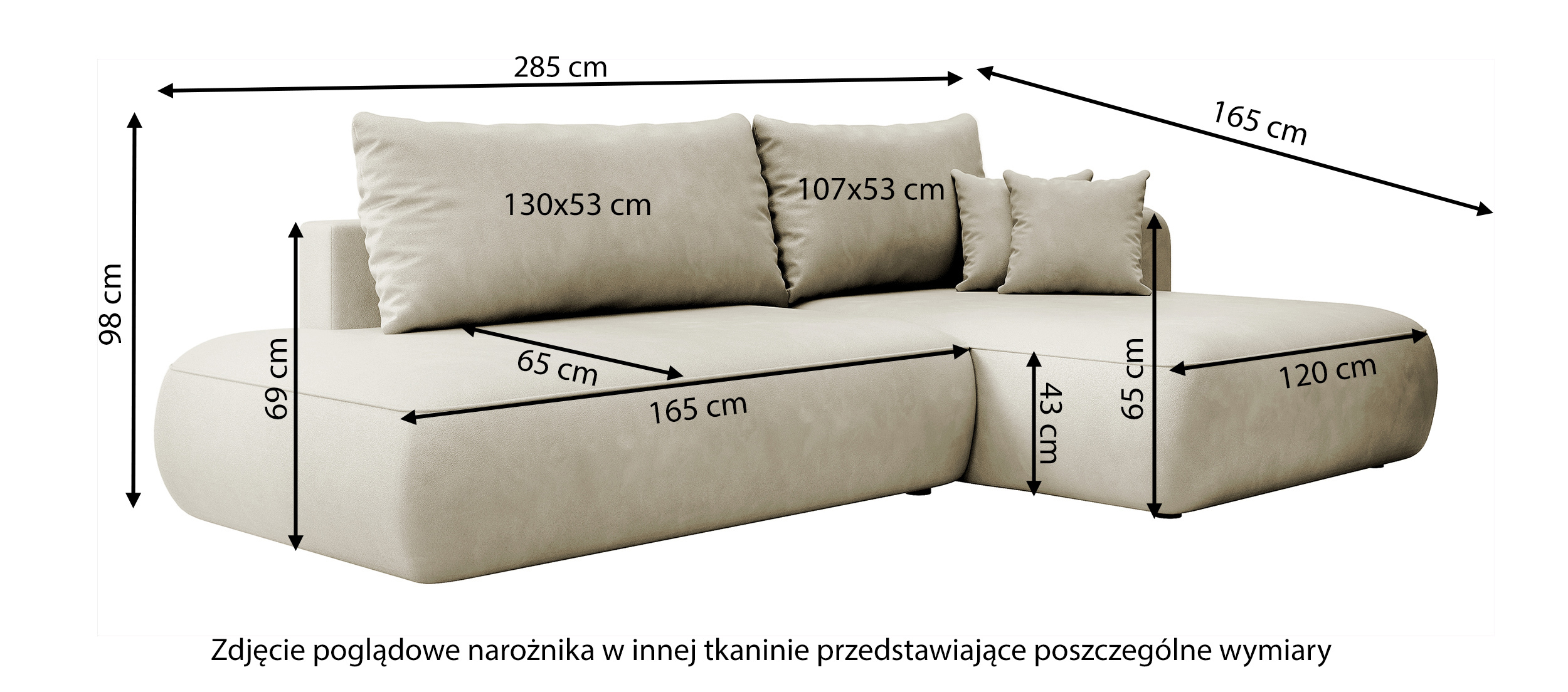 Narożnik z funkcją spania Foggi szarobrązowy L-kształtny z pojemnikiem w tkaninie hydrofobowej welur prawostronny