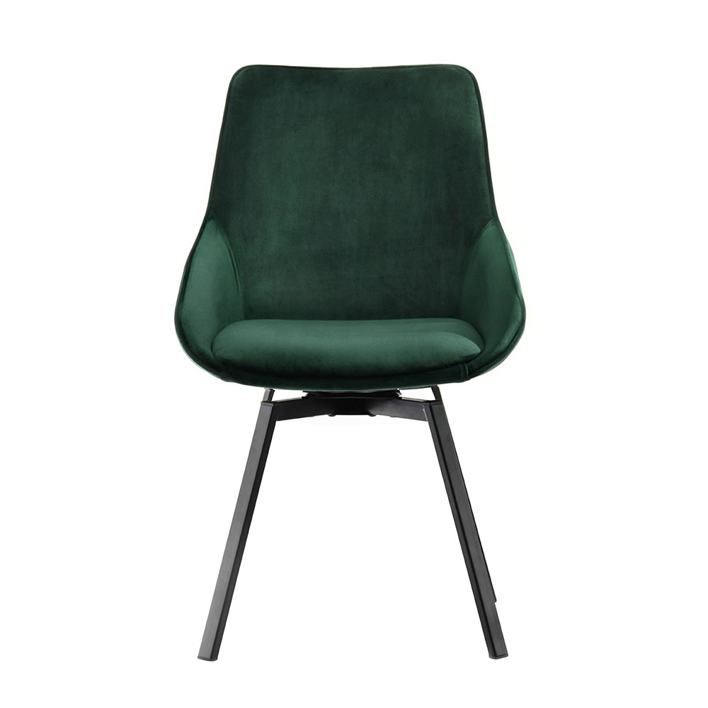 Krzesło tapicerowane Yanii z podłokietnikami zielone na czarnej podstawie