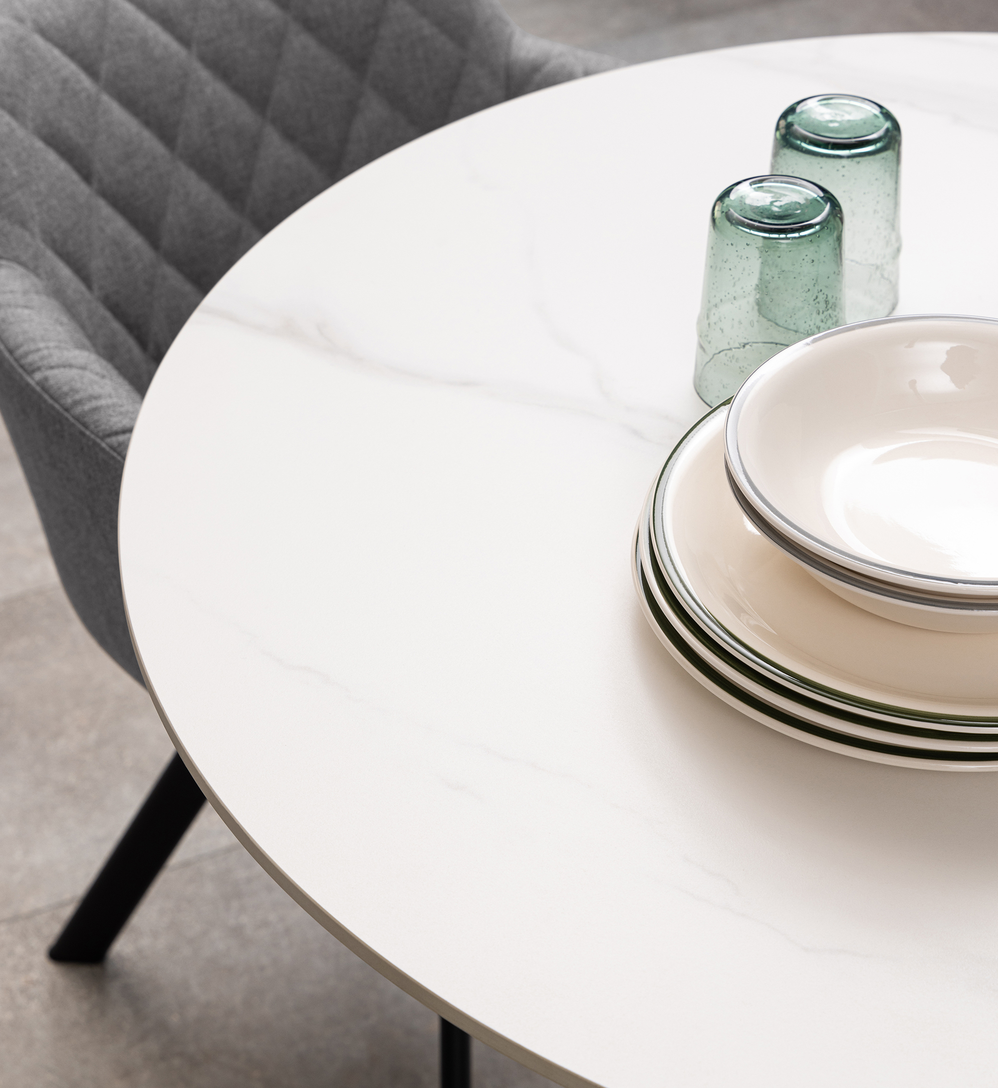 Stół okrągły Roshly ceramiczny blat 90 cm biały