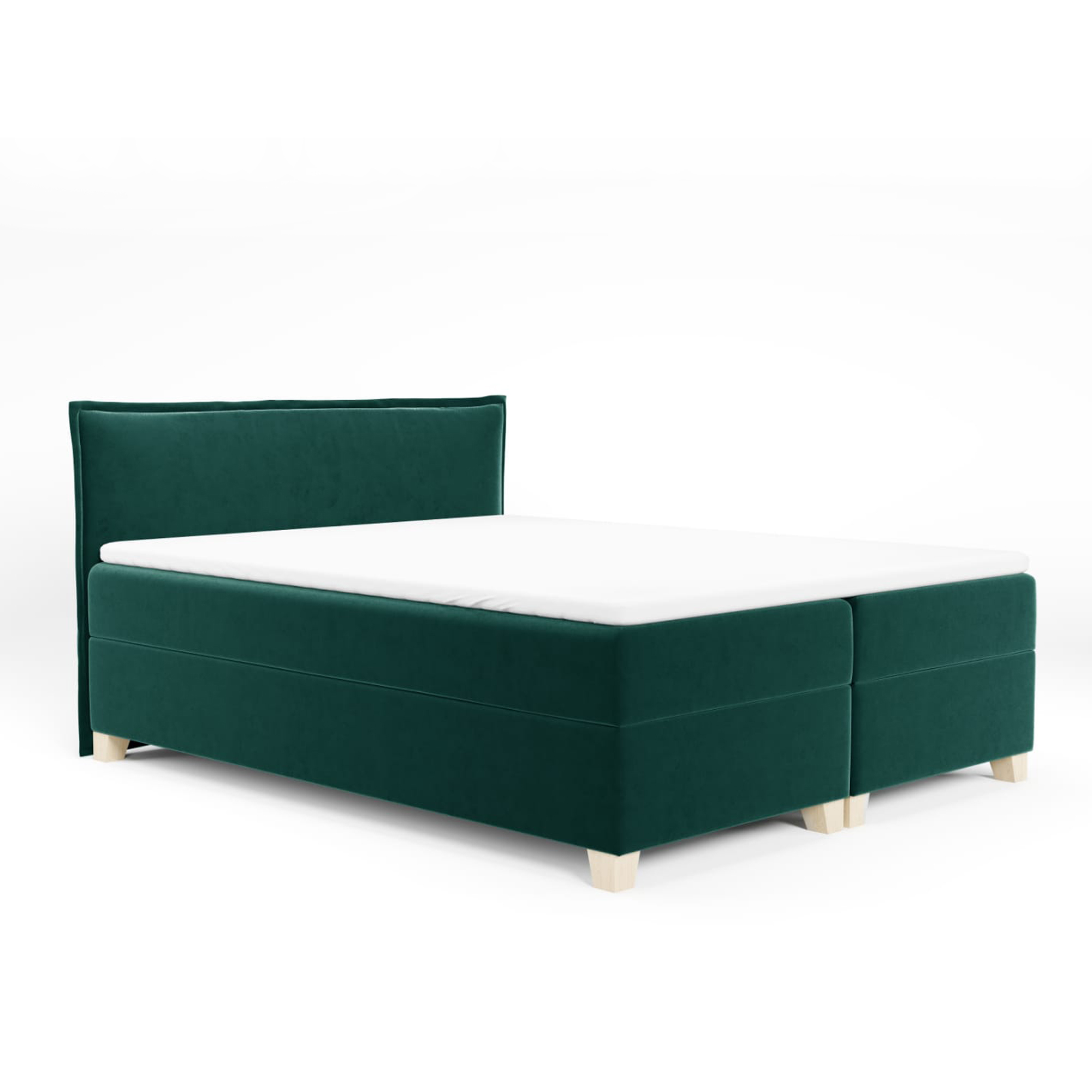 Łóżko kontynentalne 160x200 cm Froncle z pojemnikami i topperem zielone