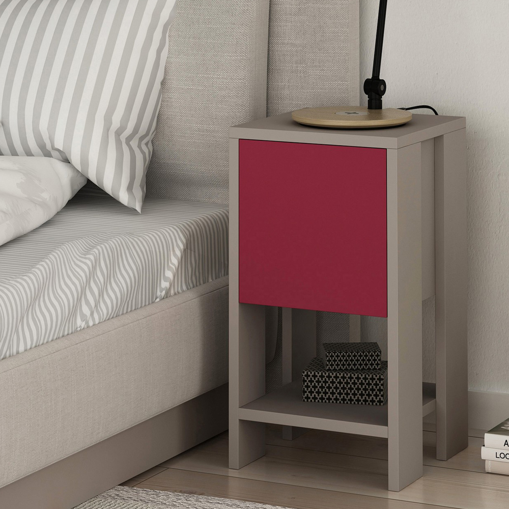 Szafka nocna Emeno minimalistyczna mokka/bordo