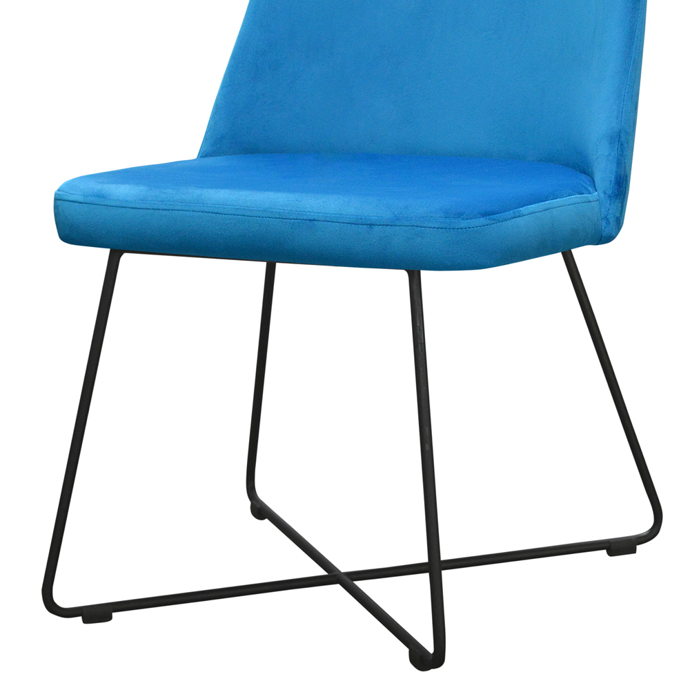 Krzesło tapicerowane Livegard na na krzyżakowej podstawie błękitne