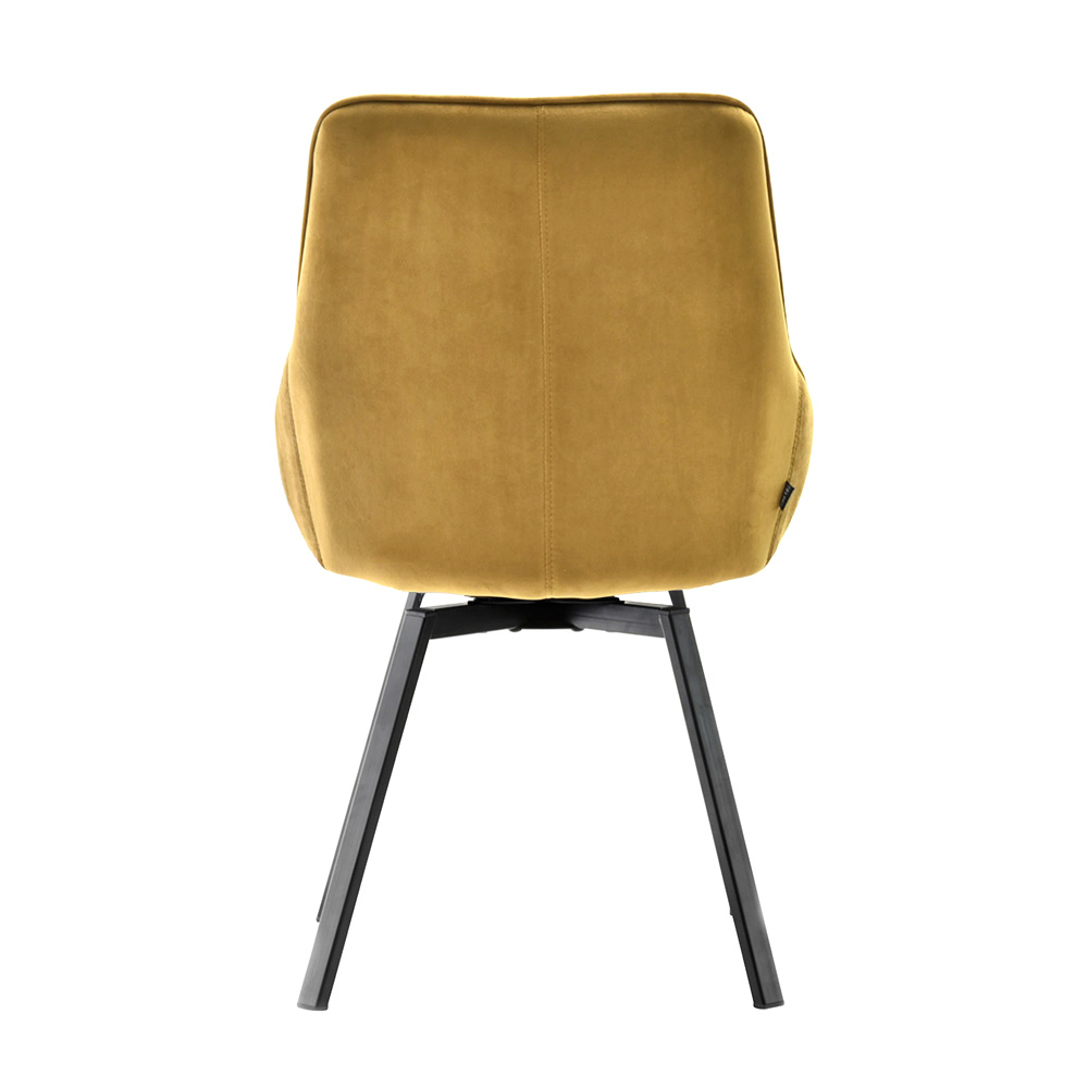 Krzesło tapicerowane Yanii z podłokietnikami złote na czarnej podstawie