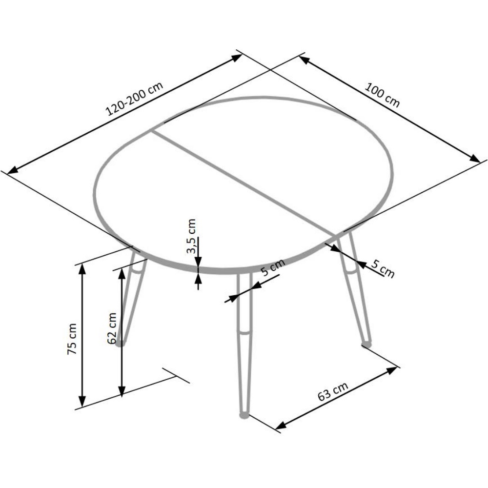 Stół rozkładany Lerma 120-200x100 cmbiały - dąb san remo