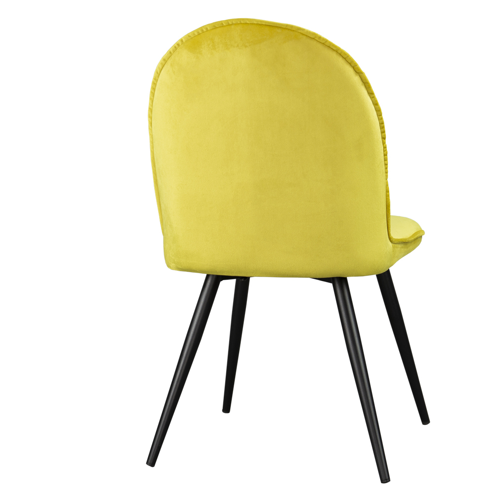 Krzesło tapicerowane Tony żółte na czarnych nogach ze stali