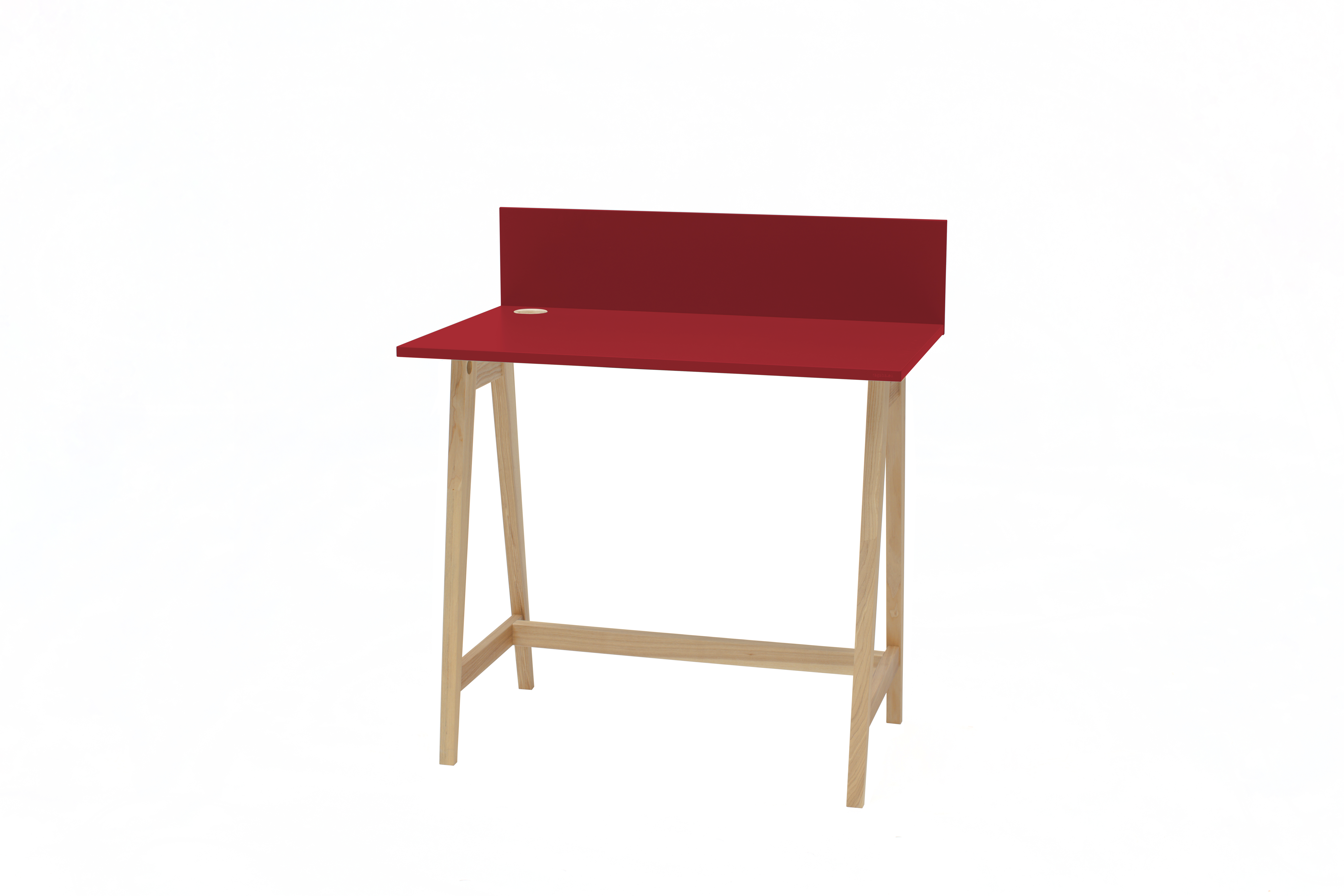 Biurko drewniane Luka 85x50 cm z dwoma szufladami Czerwony