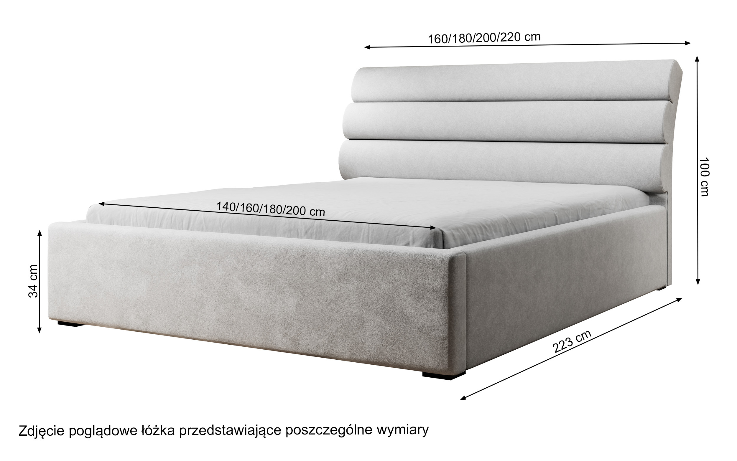 Łóżko tapicerowane 140x200 cm Havneby hydrofobowe jasnobeżowe
