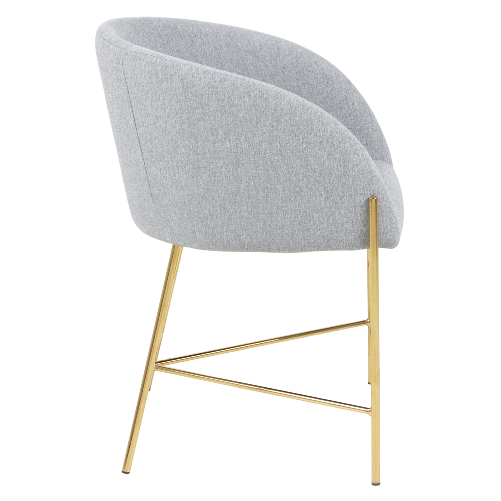 Krzesło tapicerowane Ribioc jasnoszara tkanina na złotych nogach