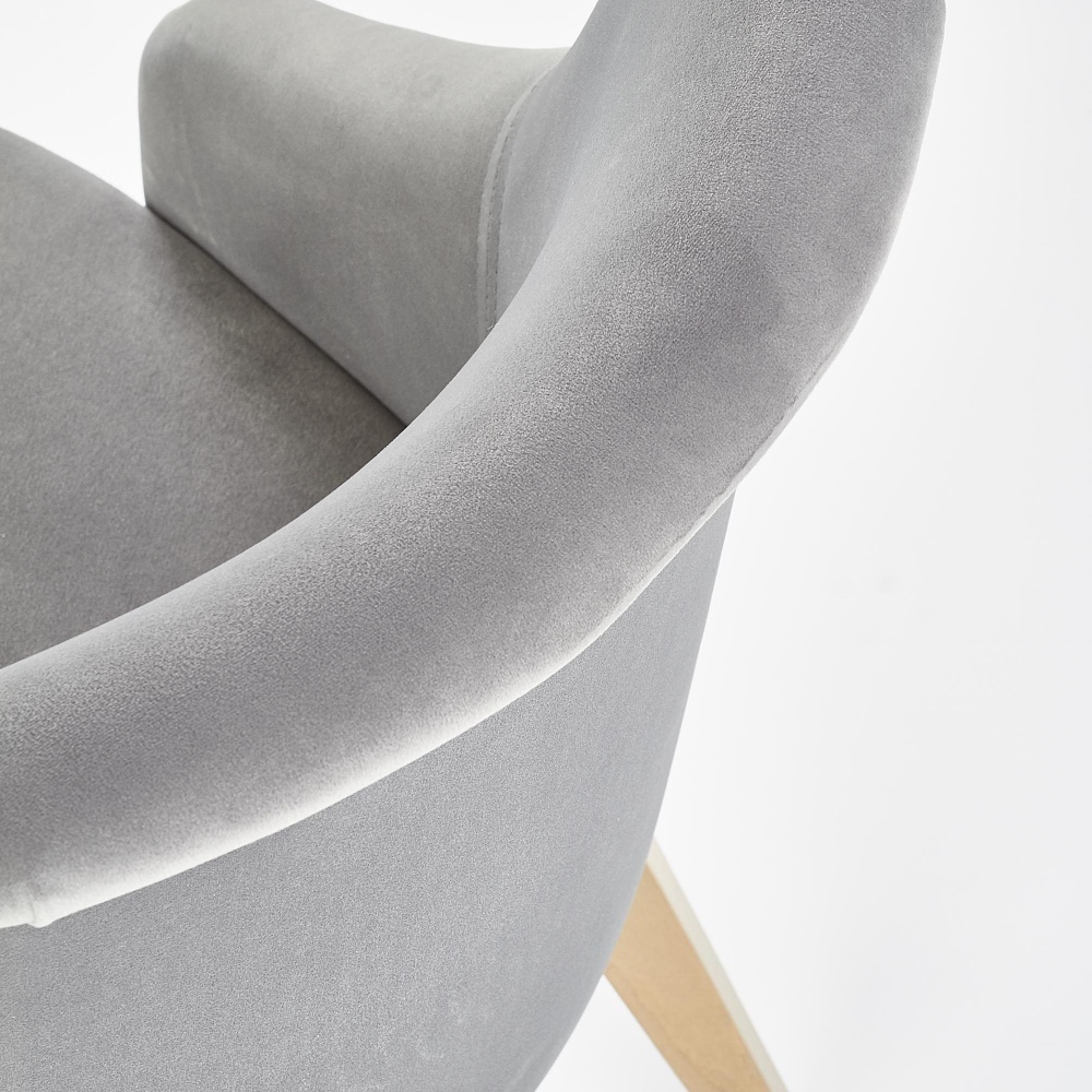 Krzesło tapicerowane Berlas szary velvet - dąb miodowy