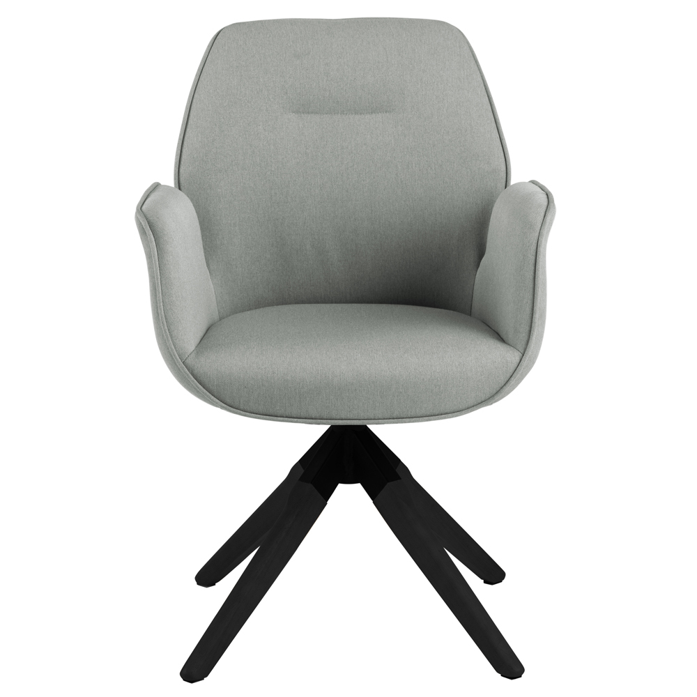 Krzesło tapicerowane z podłokietnikami Lorea z funkcją auto-return jasnoszare na czarnych nóżkach