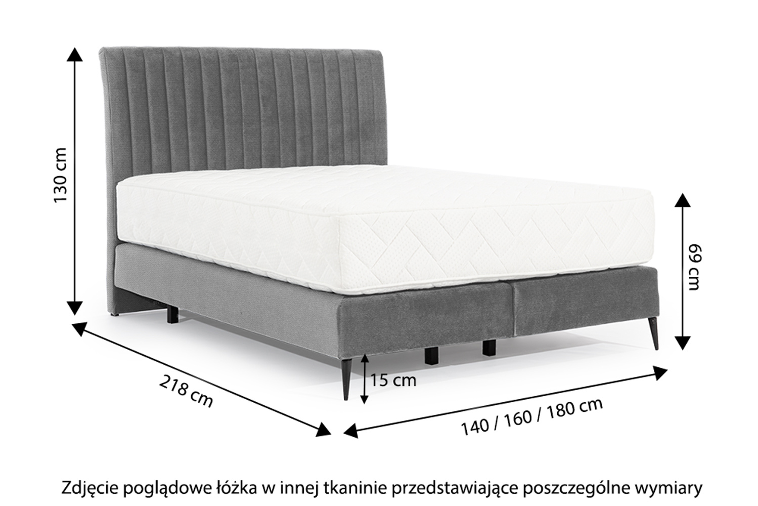 Łóżko kontynentalne 160x200 cm Cartelle beżowe w tkaninie hydrofobowej