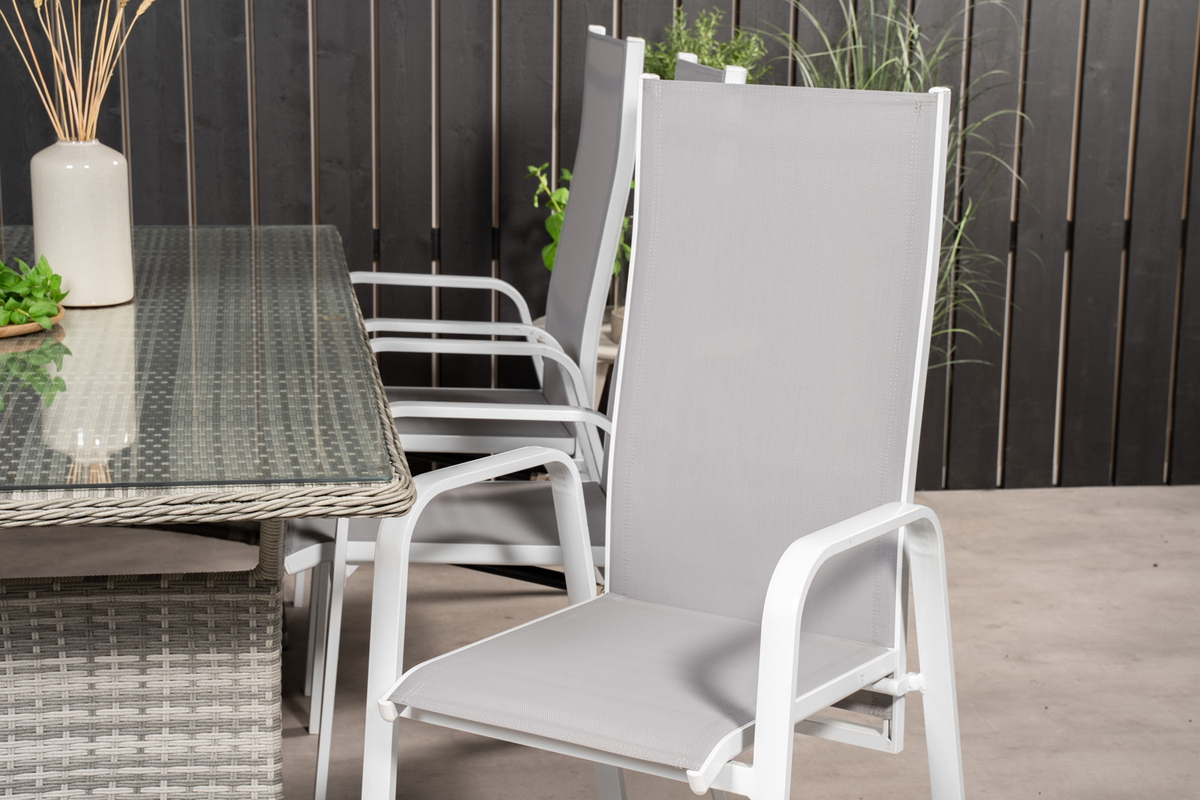 Krzesło ogrodowe z regulowanym oparciem Misando aluminium szare