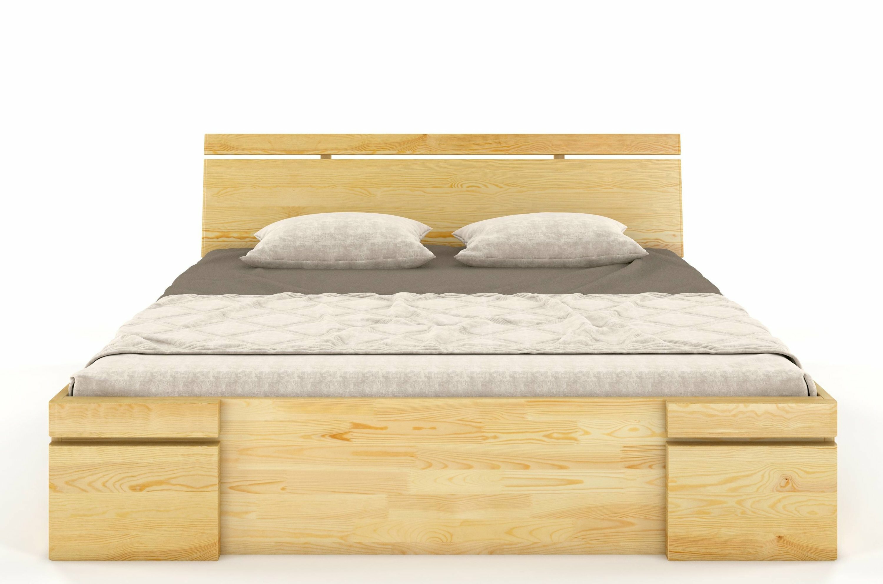 Łóżko Lopar z drewna sosnowego z czterema szufladami 180x200 cm Naturalny