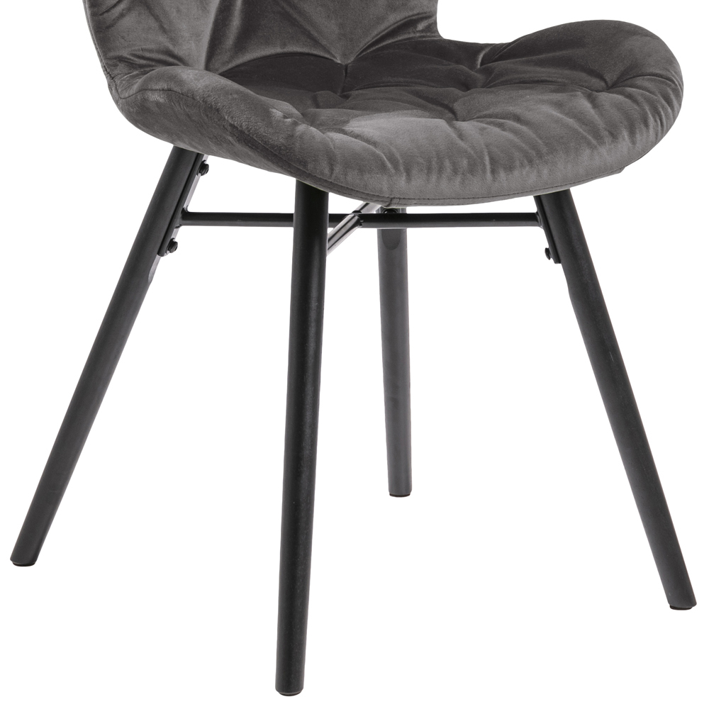 Krzesło tapicerowane Glena szare pikowane na czarnych nóżkach