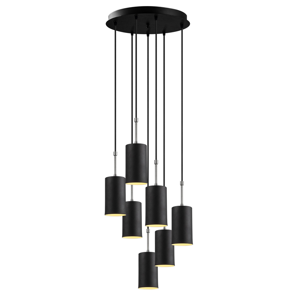 Lampa sufitowa Daffnia x7 minimalistyczna na okrągłej podsufitce czarna