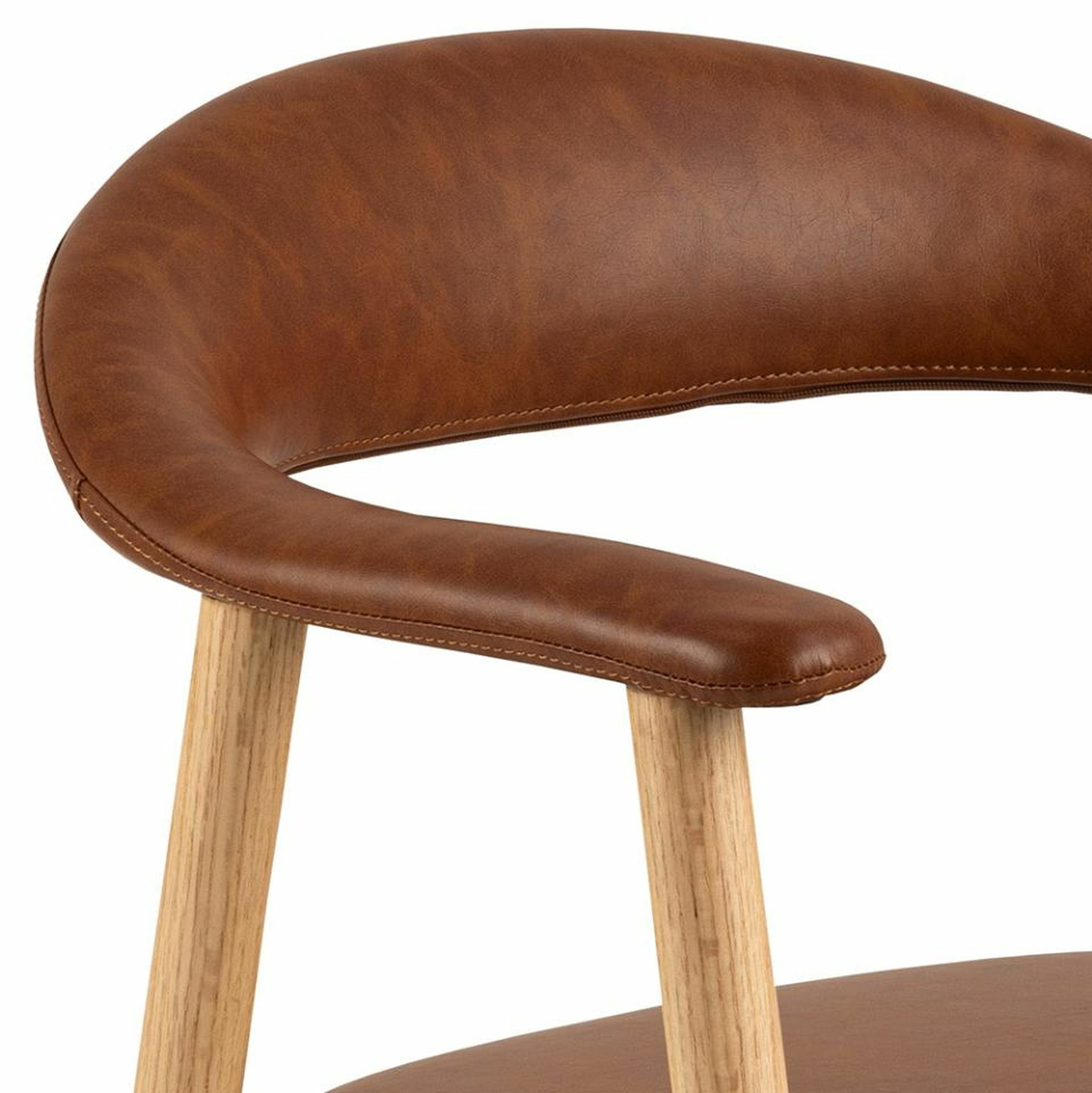 Krzesło tapicerowane Settlica na dębowej podstawie brązowa ekoskóra