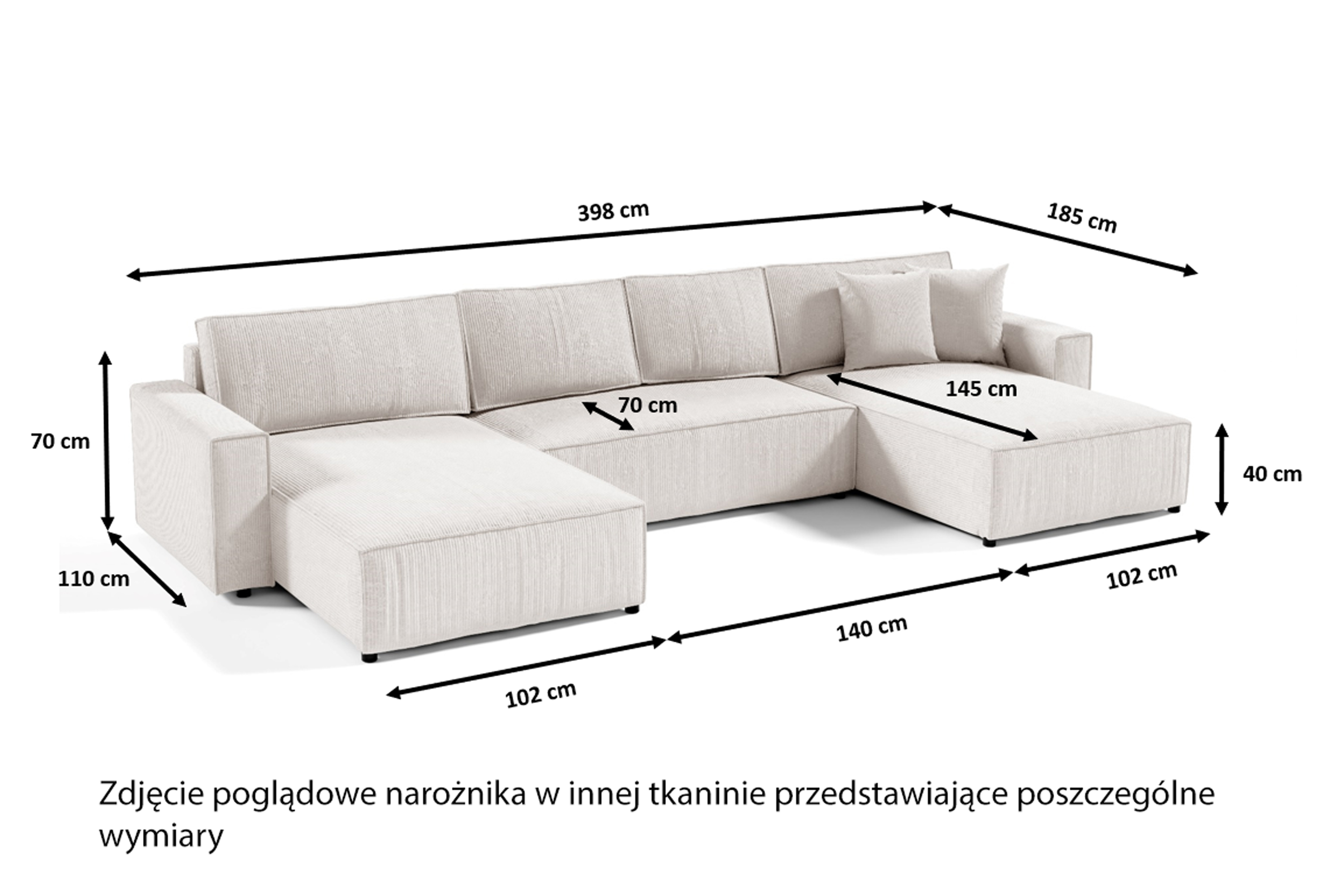 Narożnik z funkcją spania Bazzanese U żółty sztruks