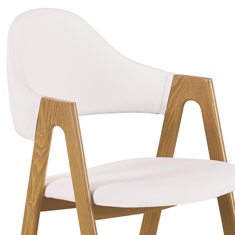 Krzesło tapicerowane Sherris białe - dąb miodowy