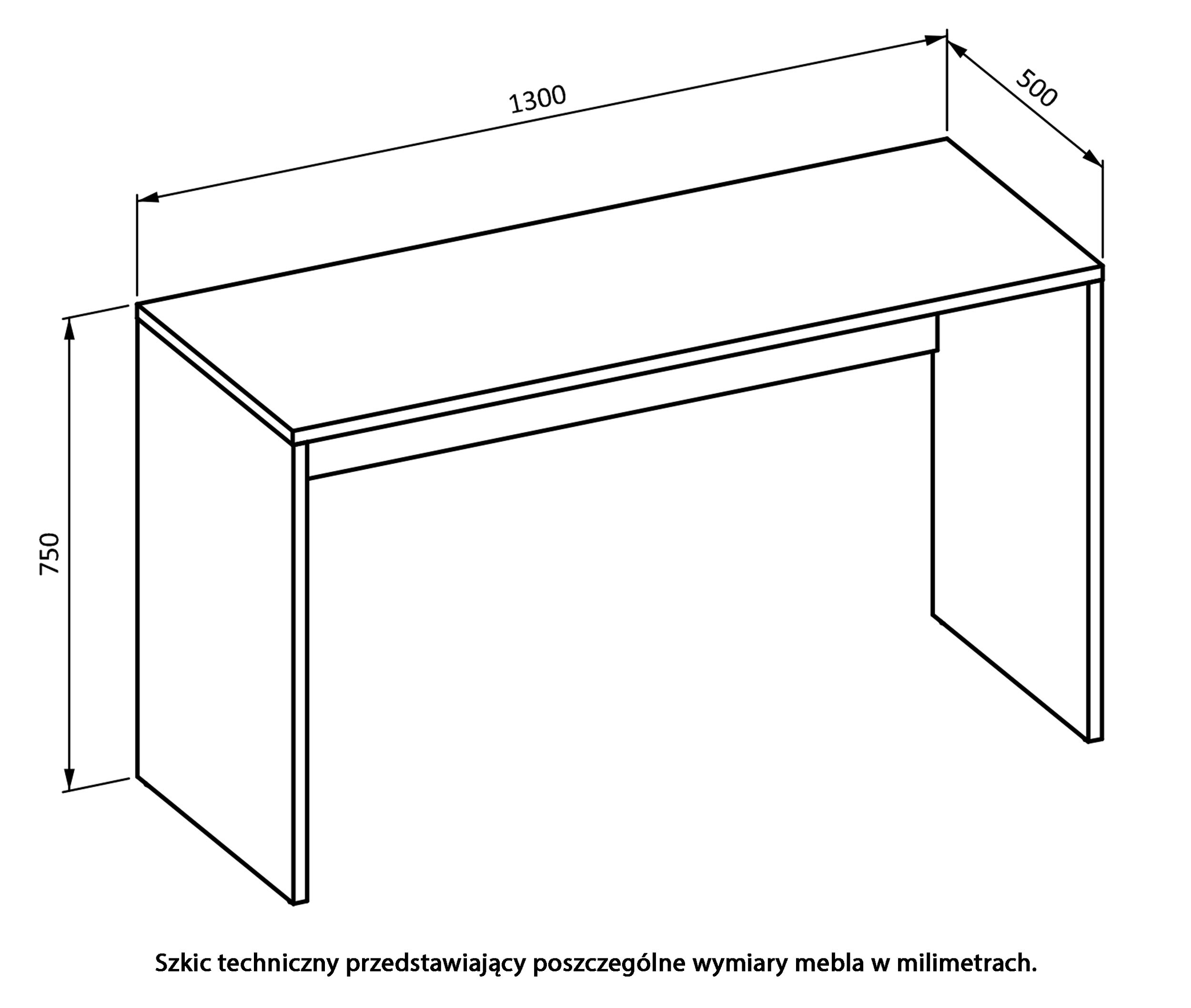 Biurko Vinels 130x50 cm z kontenerkiem białe