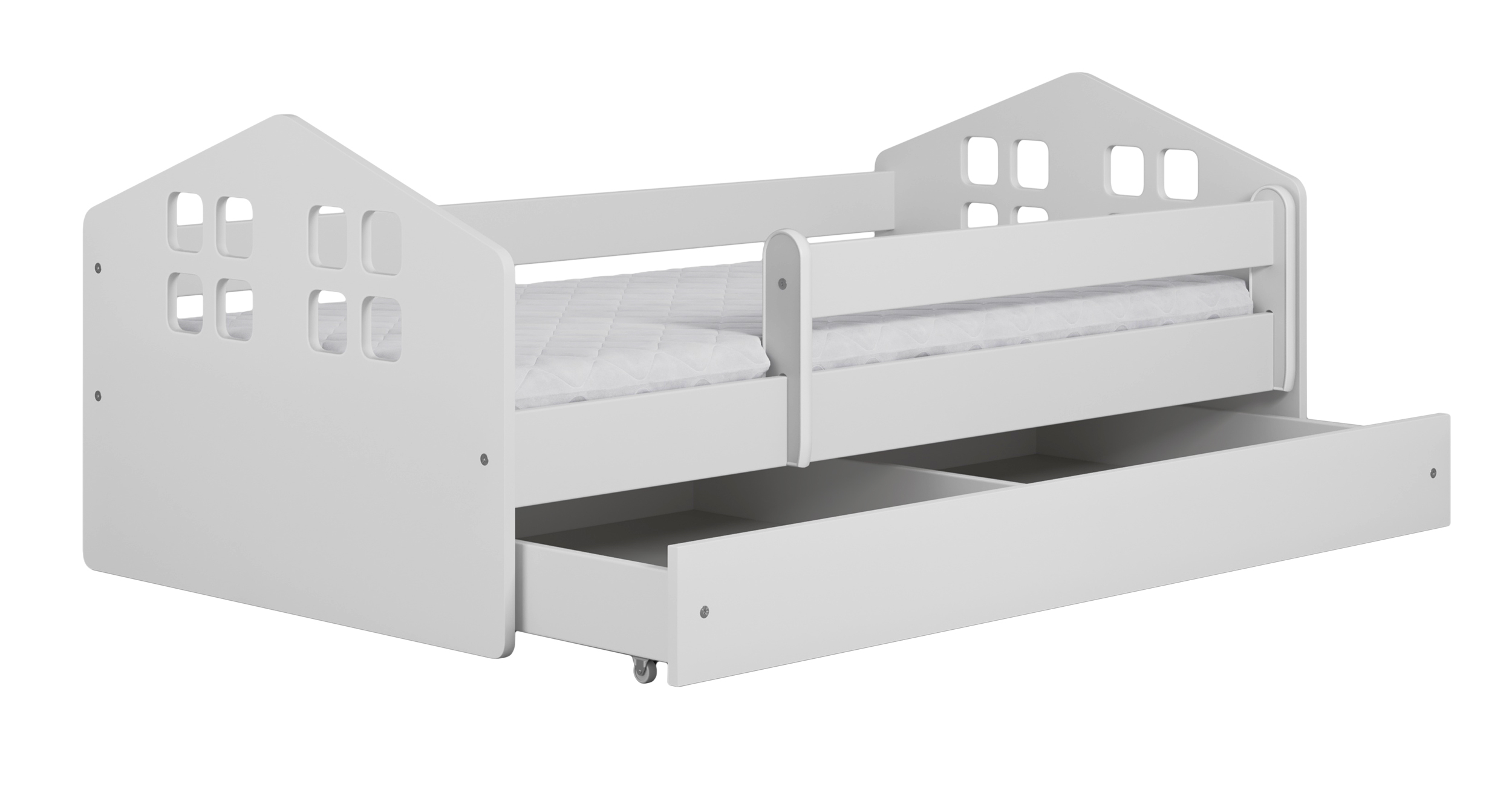 Łóżko dziecięce Bubup 180x80 cm z materacem białe