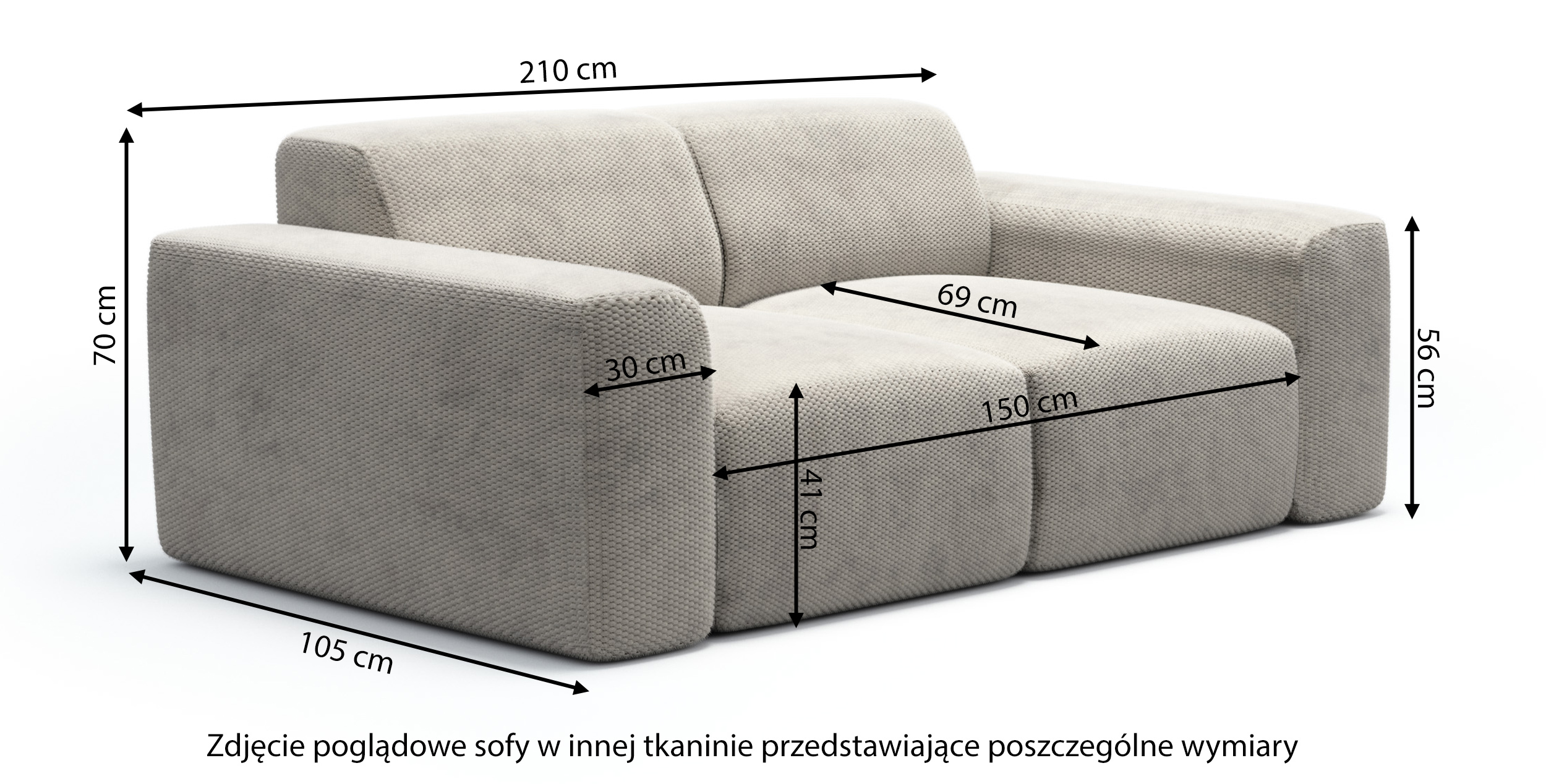 Sofa dwuosobowa Terrafino granatowa w tkaninie hydrofobowej