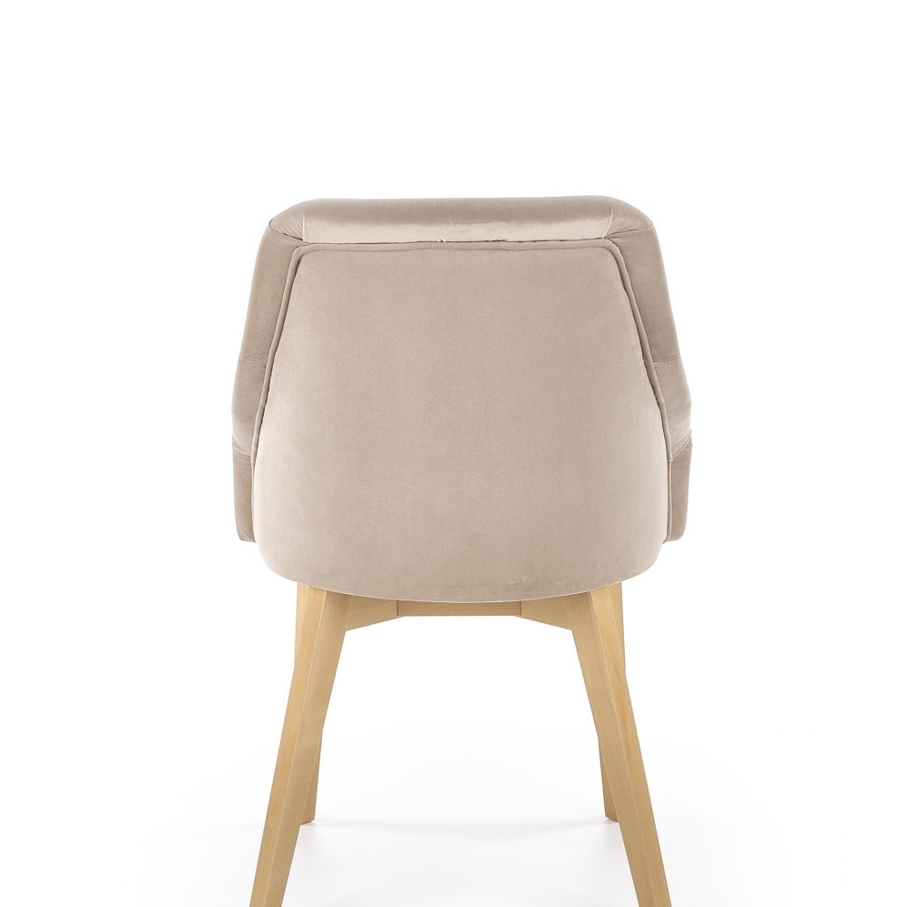 Krzesło tapicerowane Berlas beżowy velvet - dąb miodowy