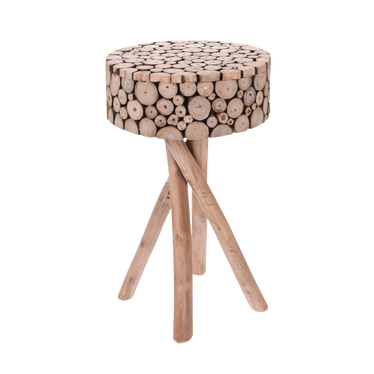 Stolik kawowy Teak średnica 36 cm na drewnianych nogach